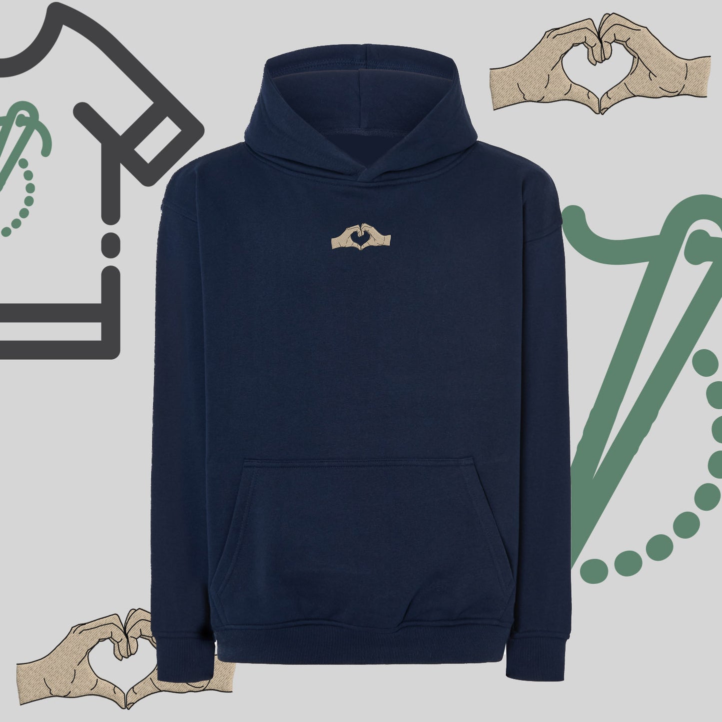 Bluza oversize z haftem "Serce z dłoni"