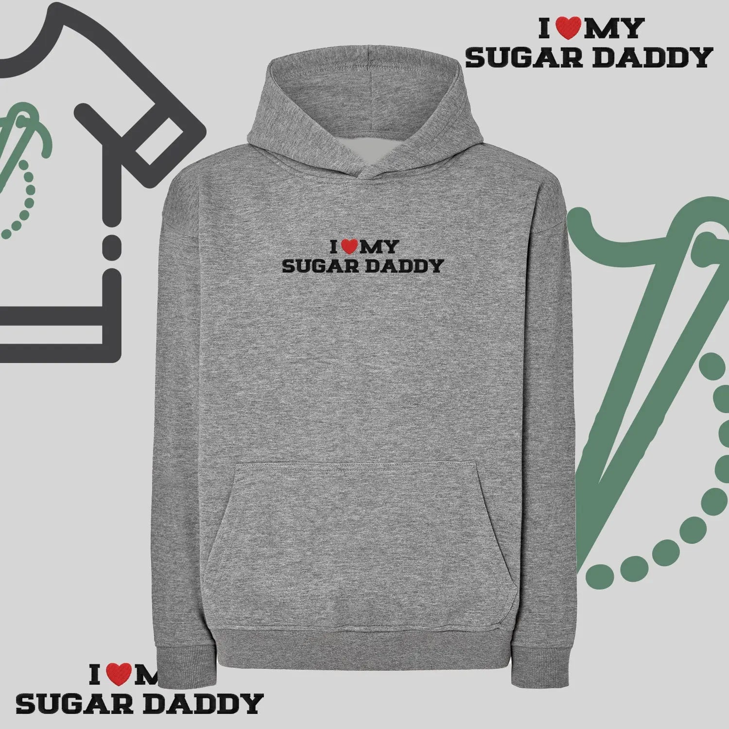 Bluza oversize z haftem "I❤️ MY SUGAR DADDY" Haft z radości