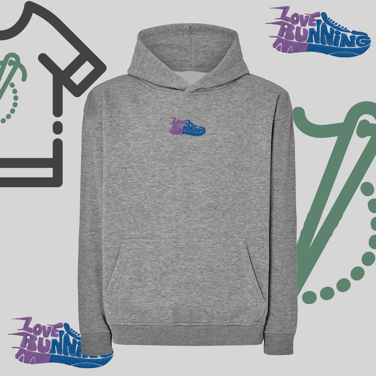 Bluza oversize z haftem "Love Running"