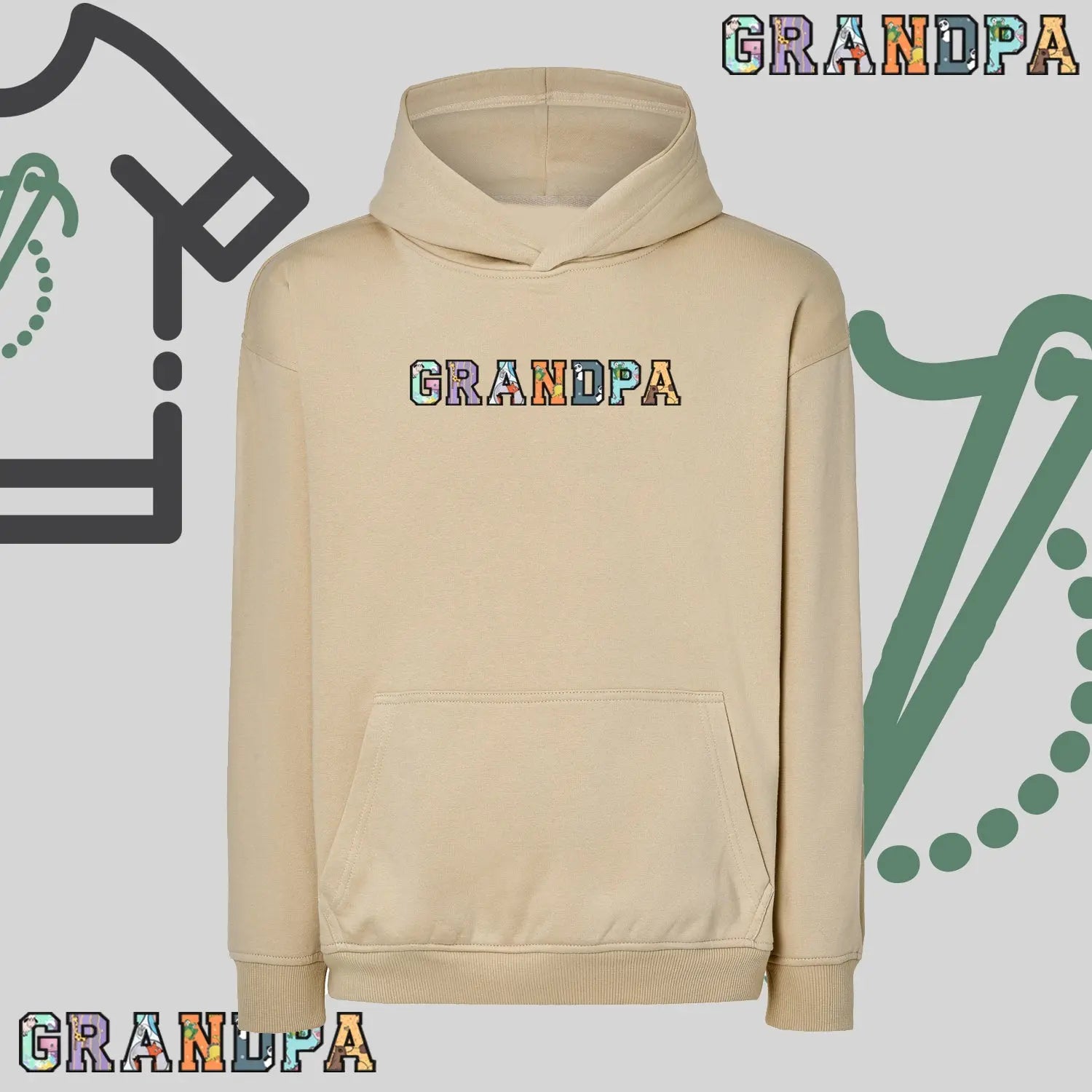 Bluza oversize z kapturem "GRANDPA" Patchwork, idealny prezent na dzień Dziadka Haft z radości