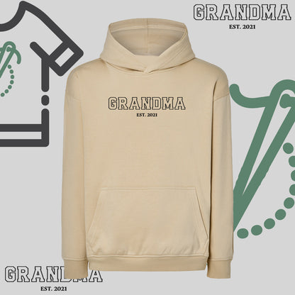 Bluza oversize z kapturem "GRANDMA" + Est Kontur, idealny prezent na dzień Babci