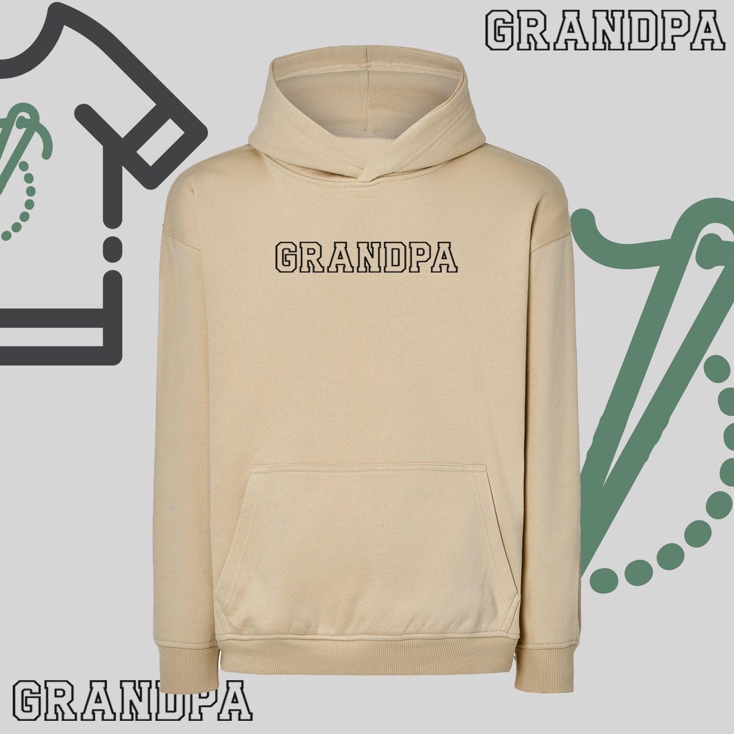 Bluza oversize z kapturem "GRANDPA" Kontur, idealny prezent na dzień Dziadka