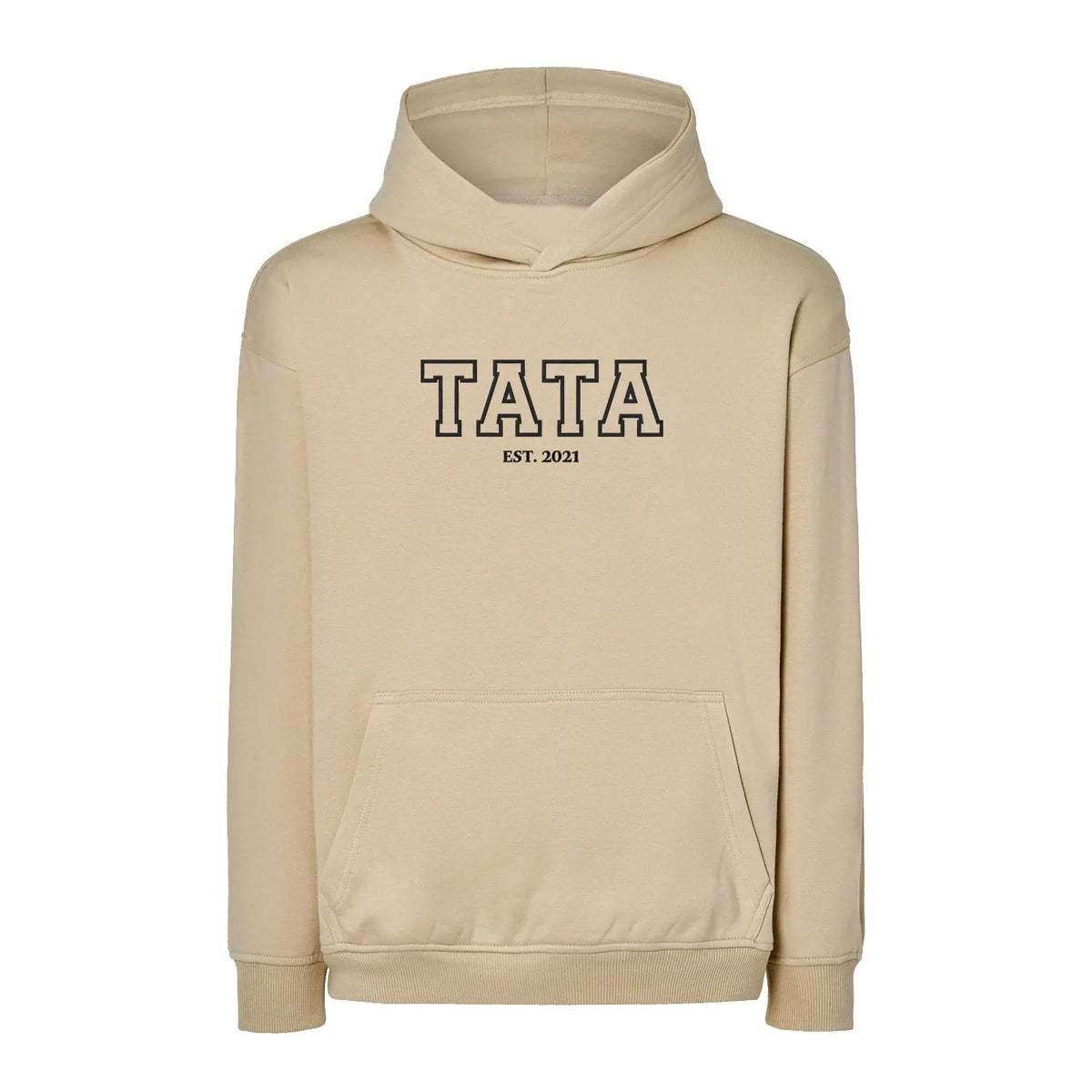 Bluza oversize z kapturem "TATA" kontur+EST, idealny prezent na dzień Taty Haft z radości