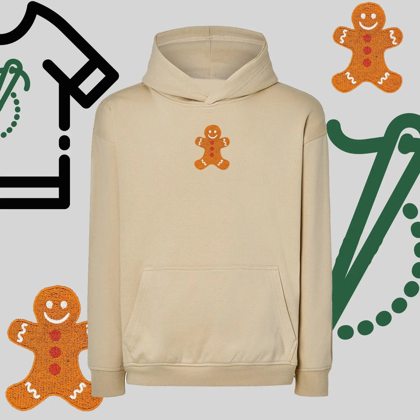 Bluza oversize z kapturem  "Ciastek" – haft komputerowy, styl z pozytywnym przekazem Haft z radości