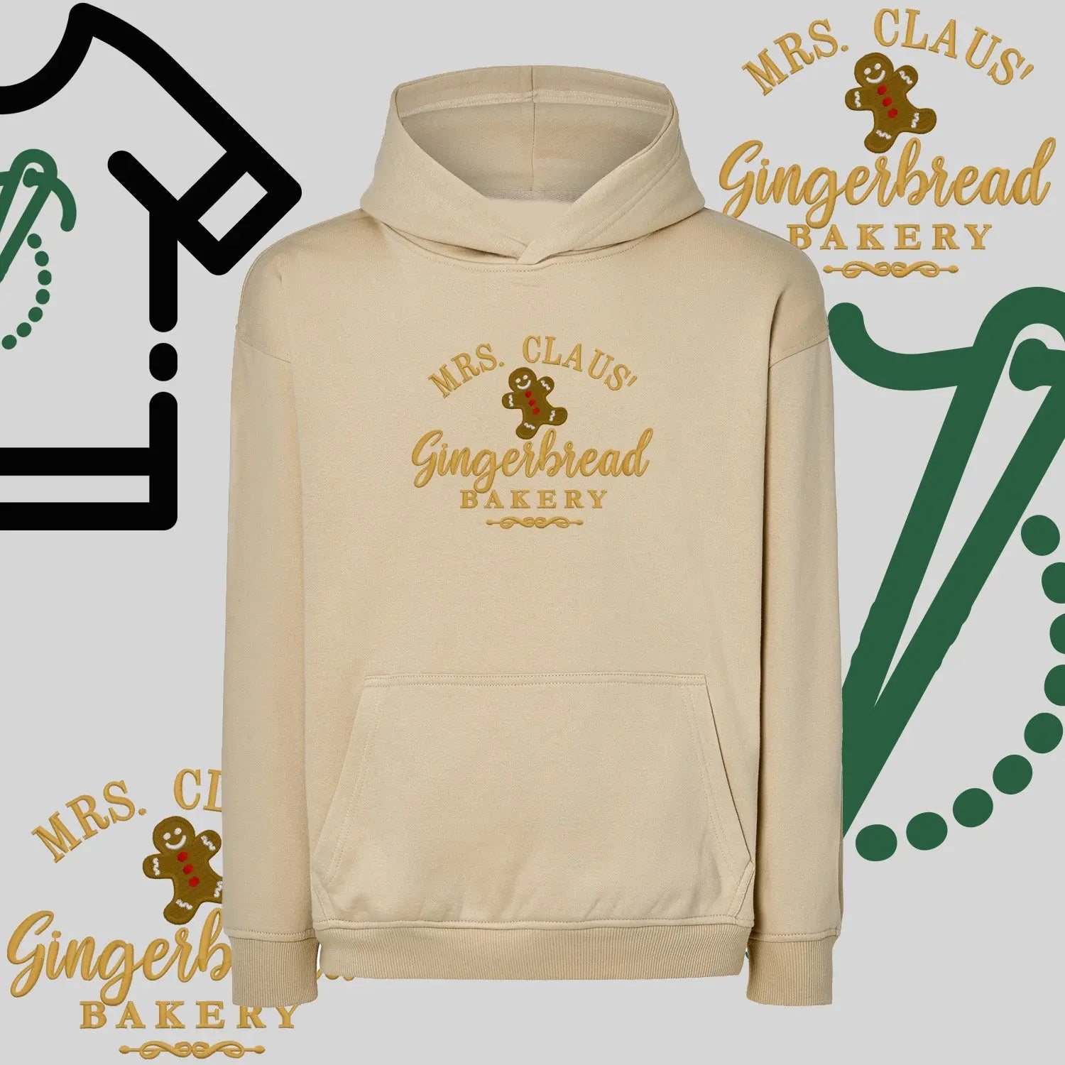 Bluza oversize z kapturem  "Gingerbread" – haft komputerowy, styl z pozytywnym przekazem Haft z radości