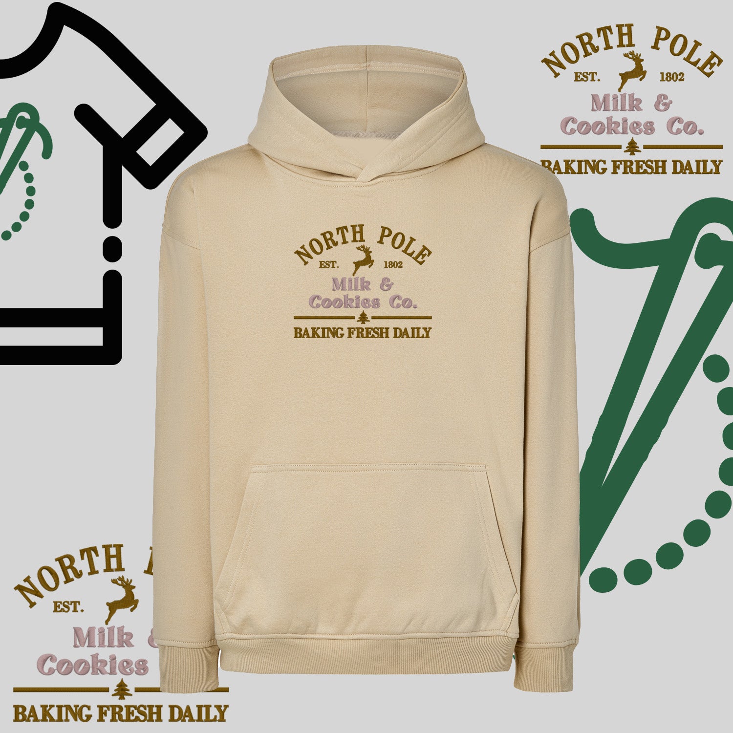 Bluza oversize z kapturem  "Northe Pole" – haft komputerowy, styl z pozytywnym przekazem