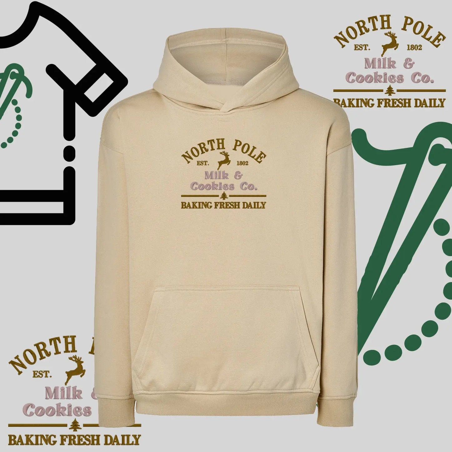 Bluza oversize z kapturem  "Northe Pole" – haft komputerowy, styl z pozytywnym przekazem Haft z radości