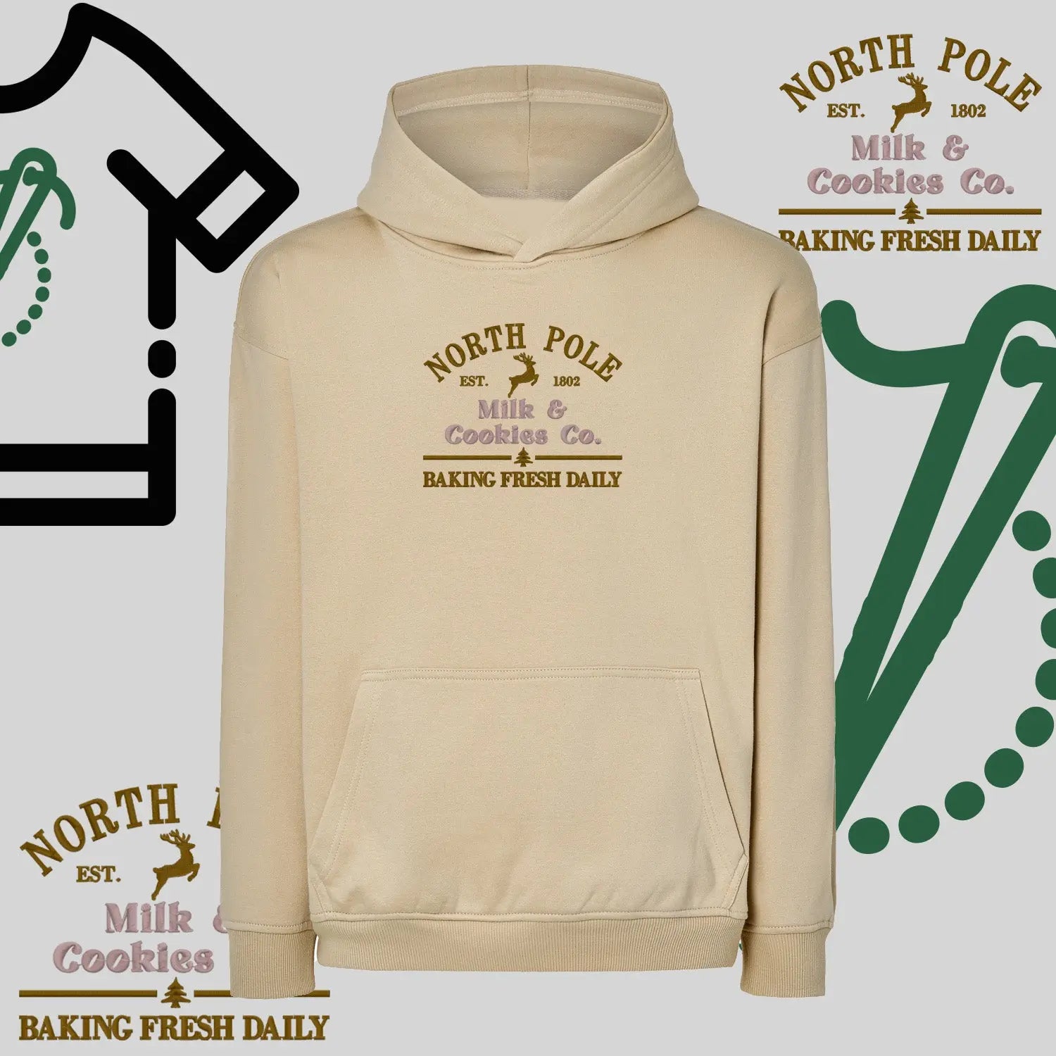 Bluza oversize z kapturem  "Northe Pole" – haft komputerowy, styl z pozytywnym przekazem Haft z radości