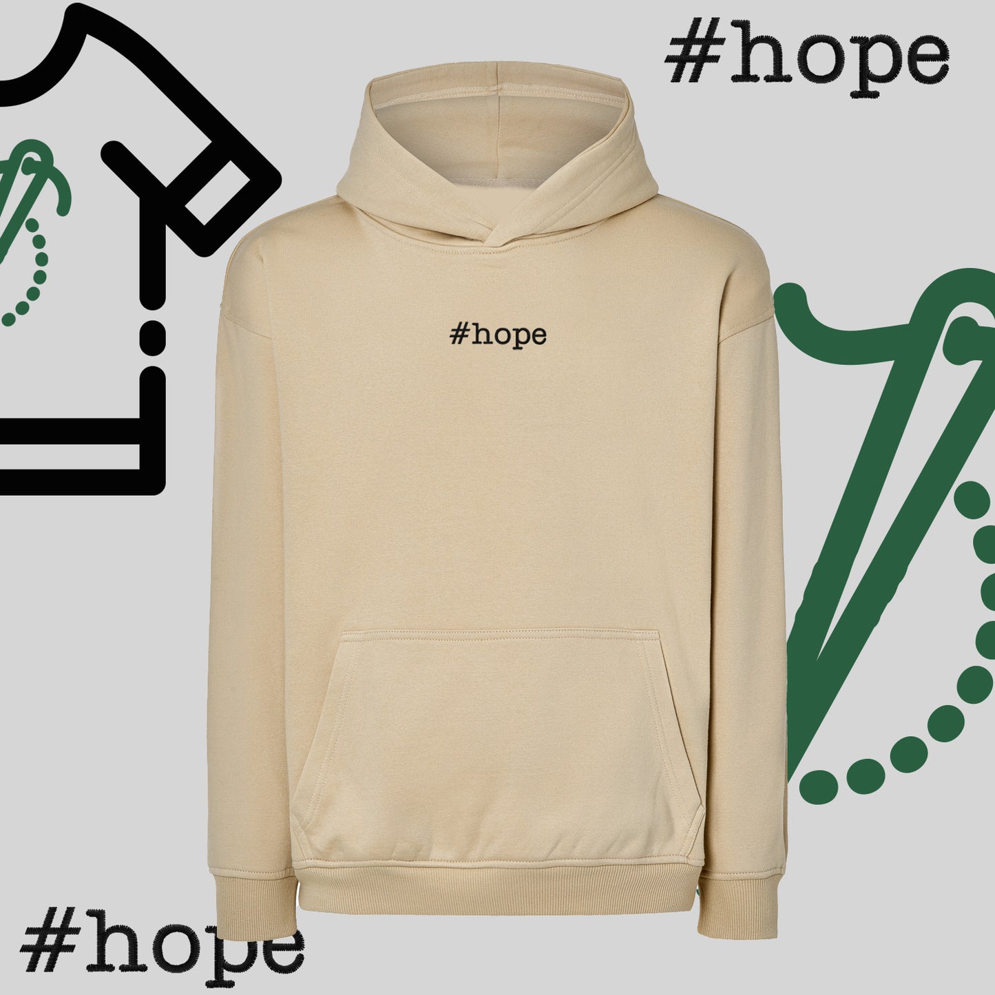 Bluza oversize z kapturem "#hope" – haft komputerowy, inspiracja na co dzień