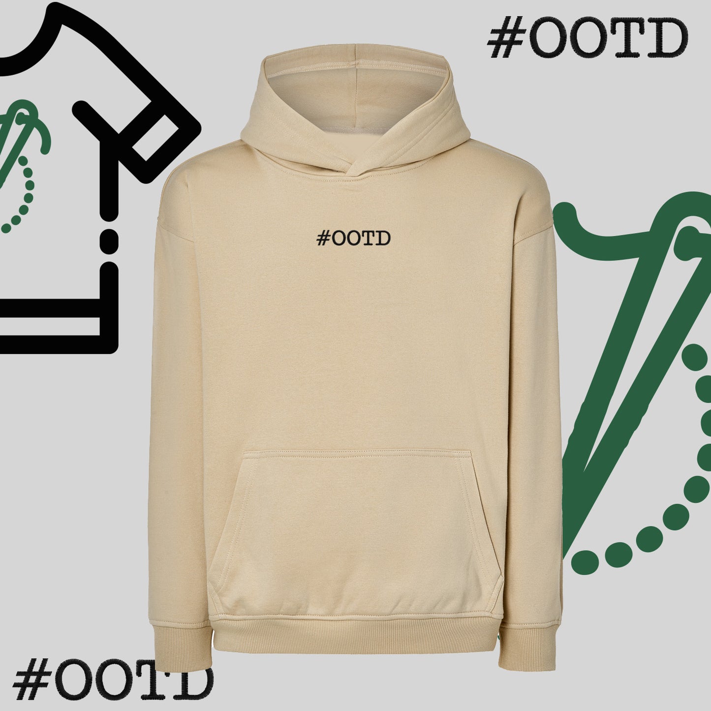 Bluza oversize z kapturem "OOTD" – haft komputerowy, modna na co dzień