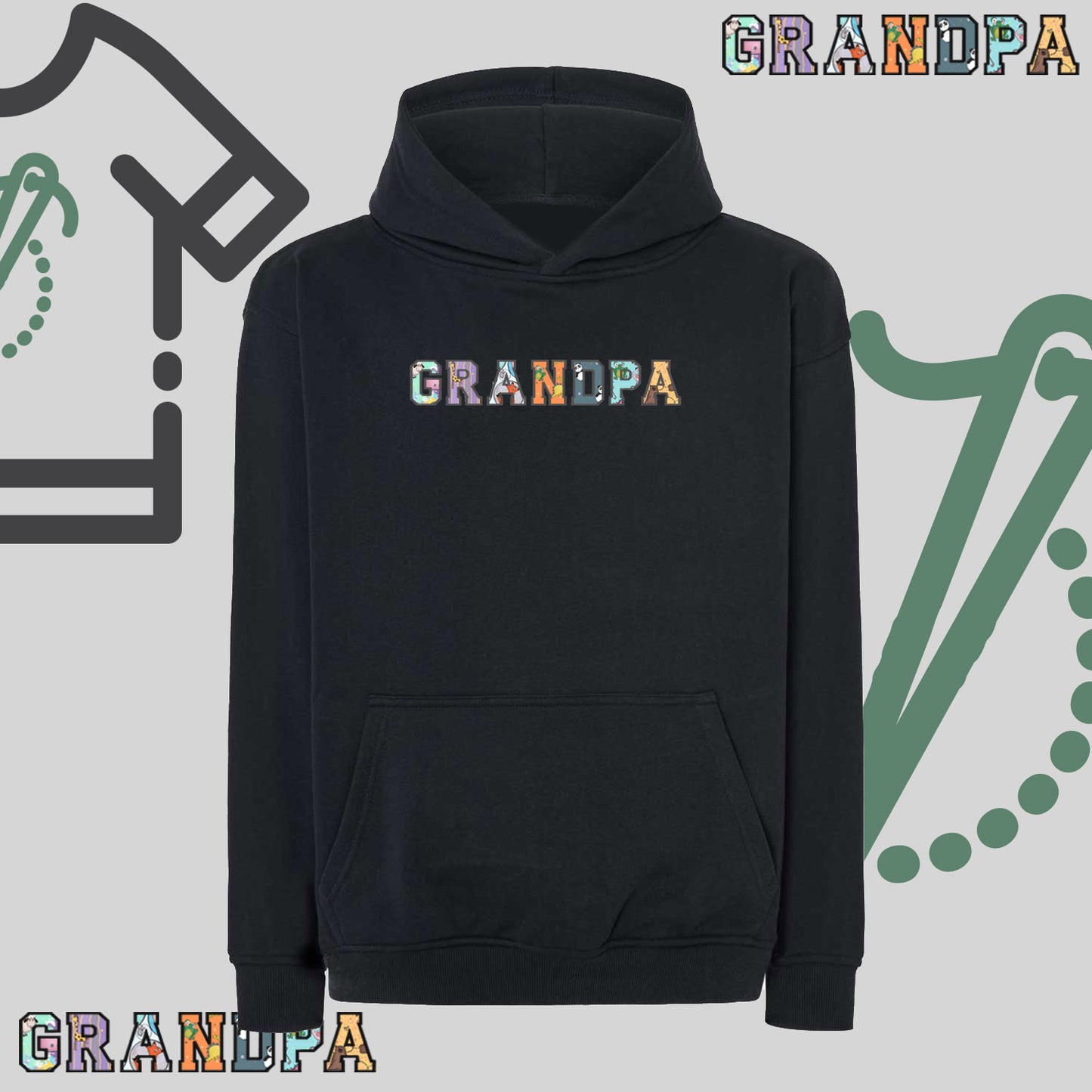 Bluza oversize z kapturem "GRANDPA" Patchwork, idealny prezent na dzień Dziadka