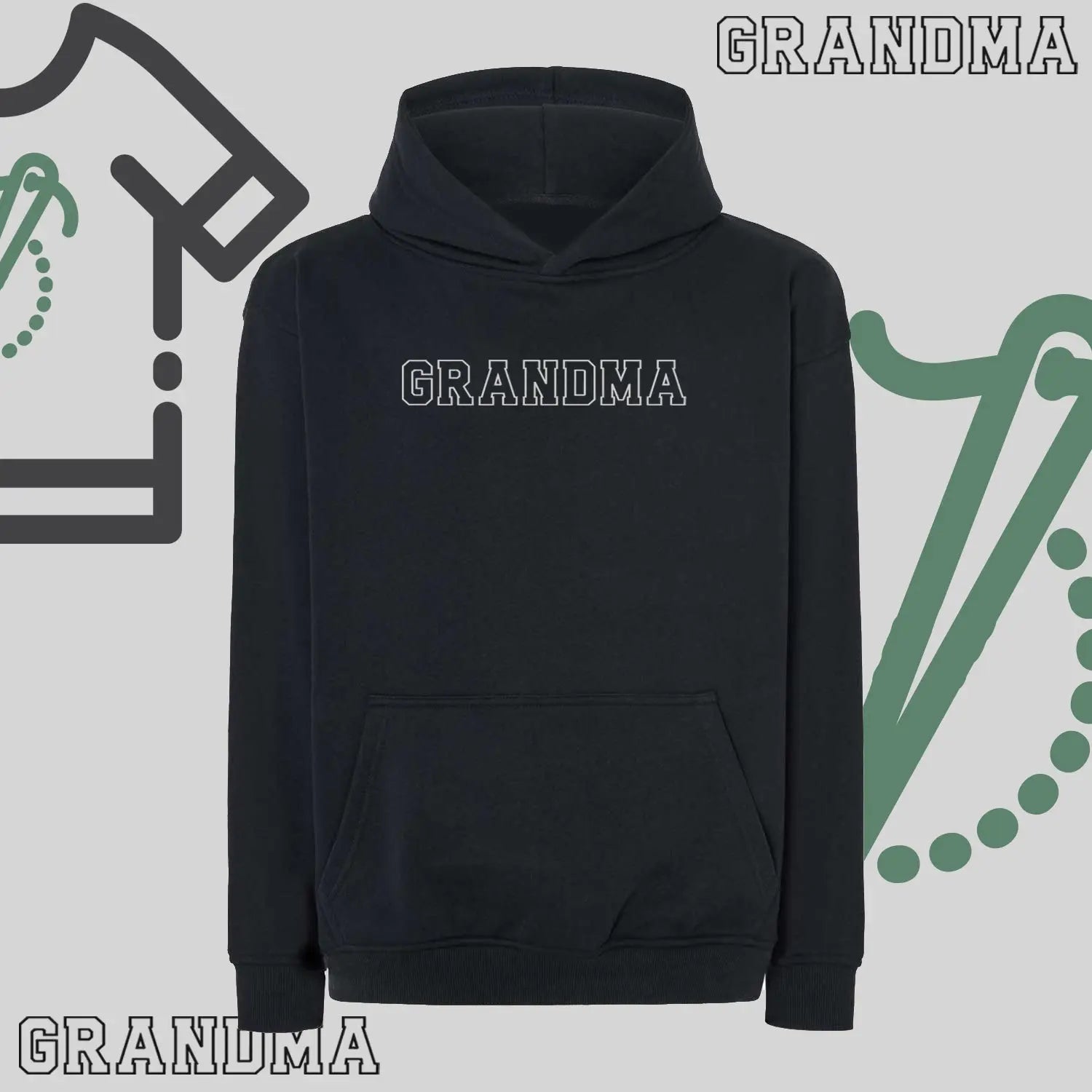 Bluza oversize z kapturem "GRANDMA" Kontur, idealny prezent na dzień Babci Haft z radości