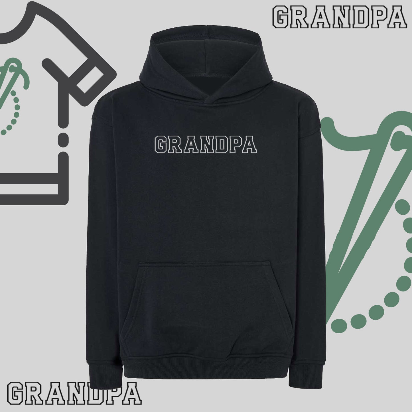 Bluza oversize z kapturem "GRANDPA" Kontur, idealny prezent na dzień Dziadka