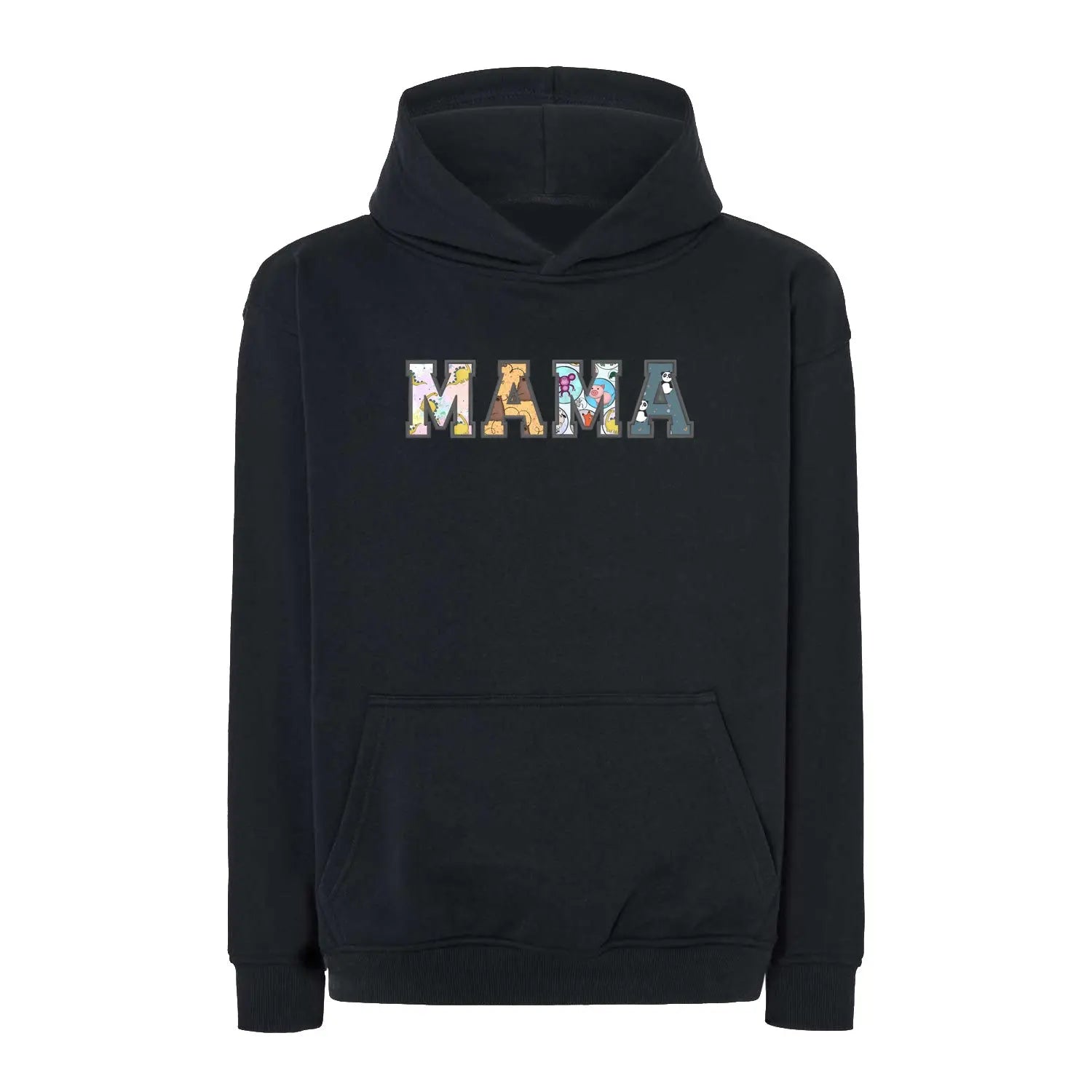 Bluza oversize z kapturem "MAMA" Patchwork, idealny prezent na dzień Mamy Haft z radości