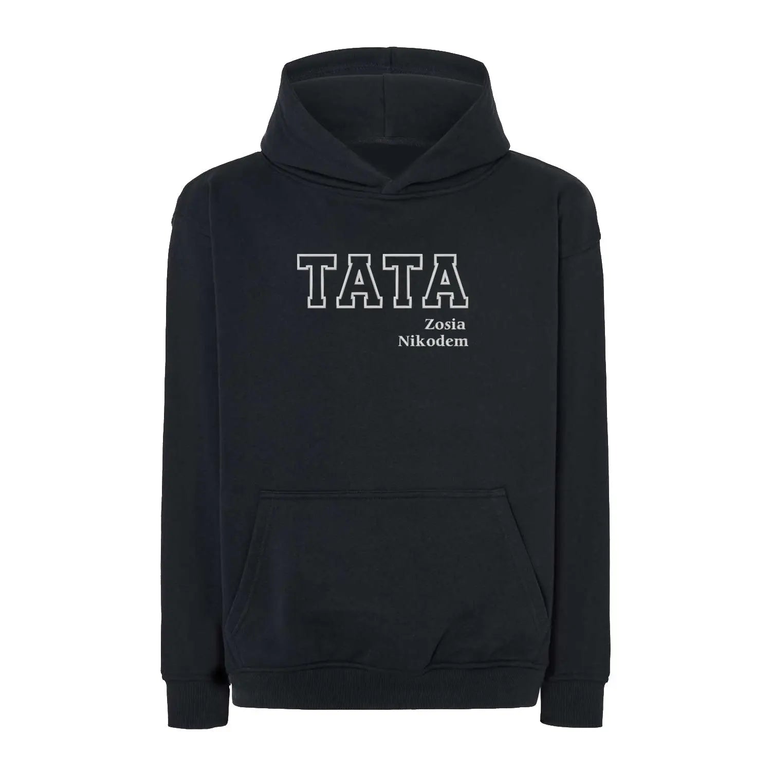 Bluza oversize z kapturem "TATA" kontur+imiona dzieci, idealny prezent na dzień Taty Haft z radości