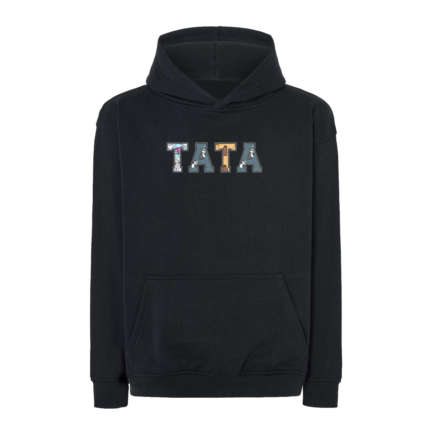 Bluza oversize z kapturem "TATA" Patchwork, idealny prezent na dzień Taty