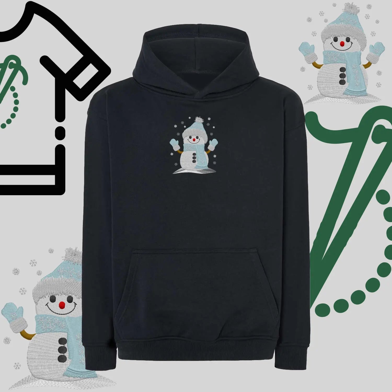 Bluza oversize z kapturem  "Bałwanek" – haft komputerowy, styl z pozytywnym przekazem Haft z radości