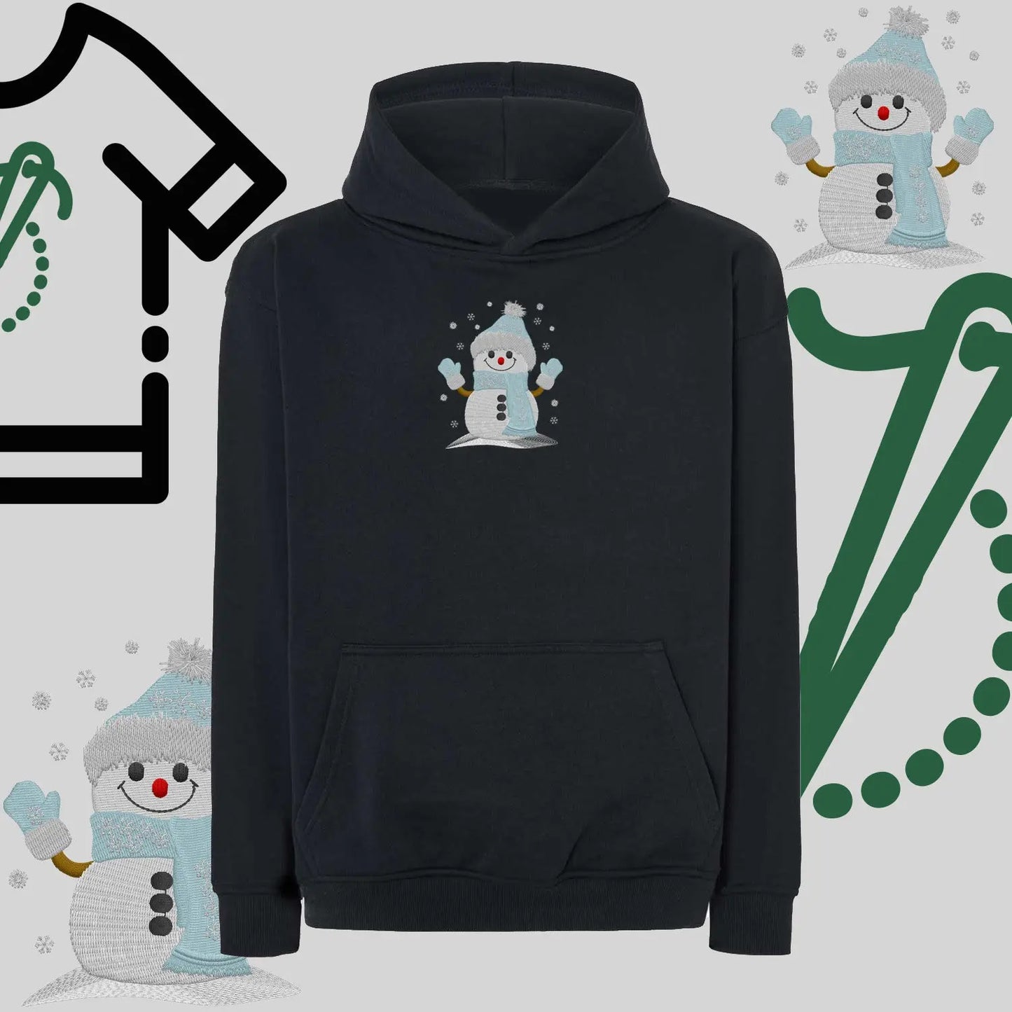 Bluza oversize z kapturem  "Bałwanek" – haft komputerowy, styl z pozytywnym przekazem Haft z radości