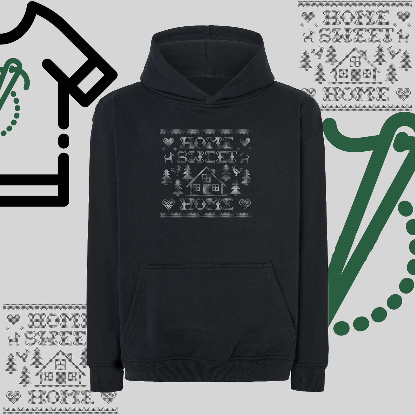 Bluza oversize z kapturem  "Home Sweet Home" – haft komputerowy, styl z pozytywnym przekazem