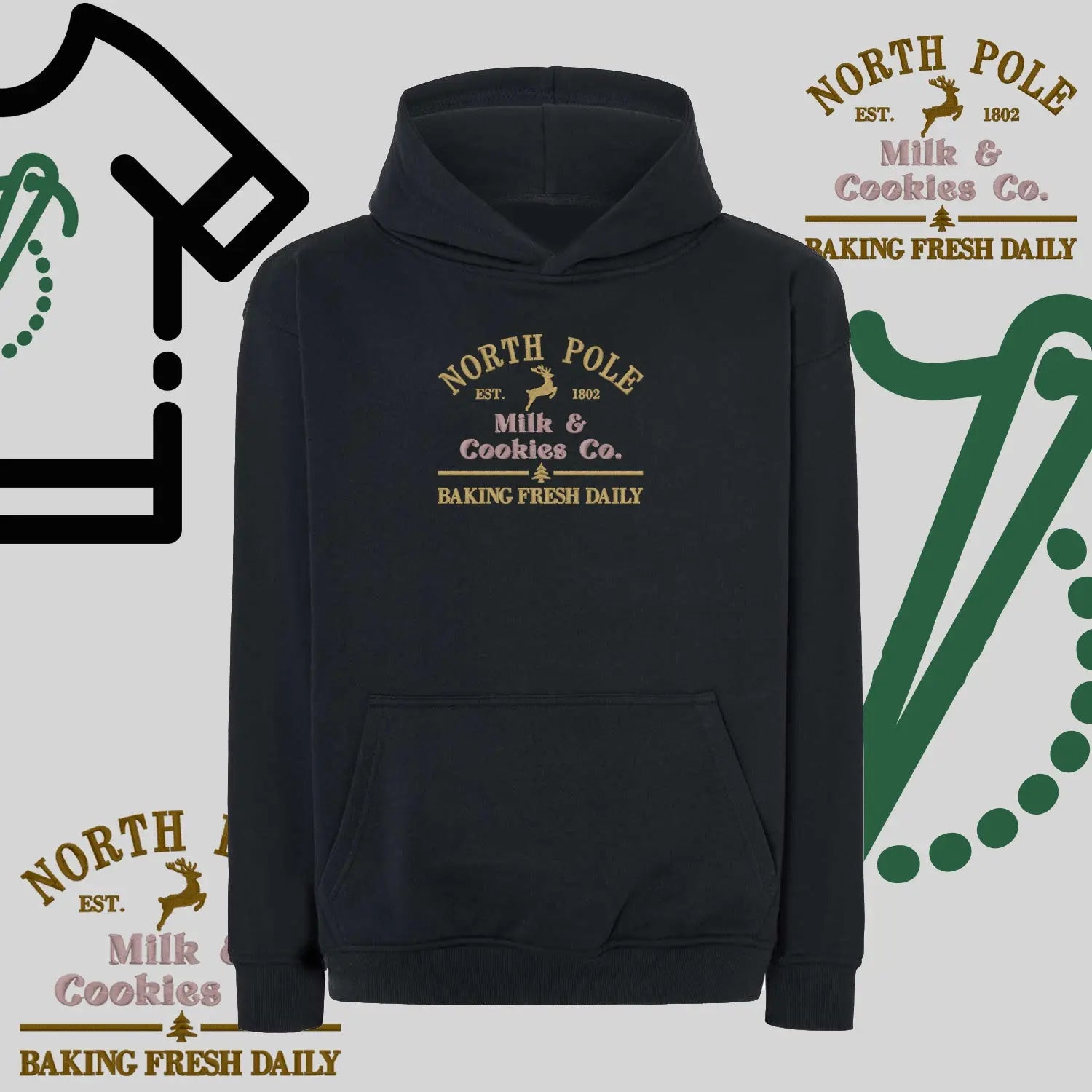 Bluza oversize z kapturem  "Northe Pole" – haft komputerowy, styl z pozytywnym przekazem Haft z radości