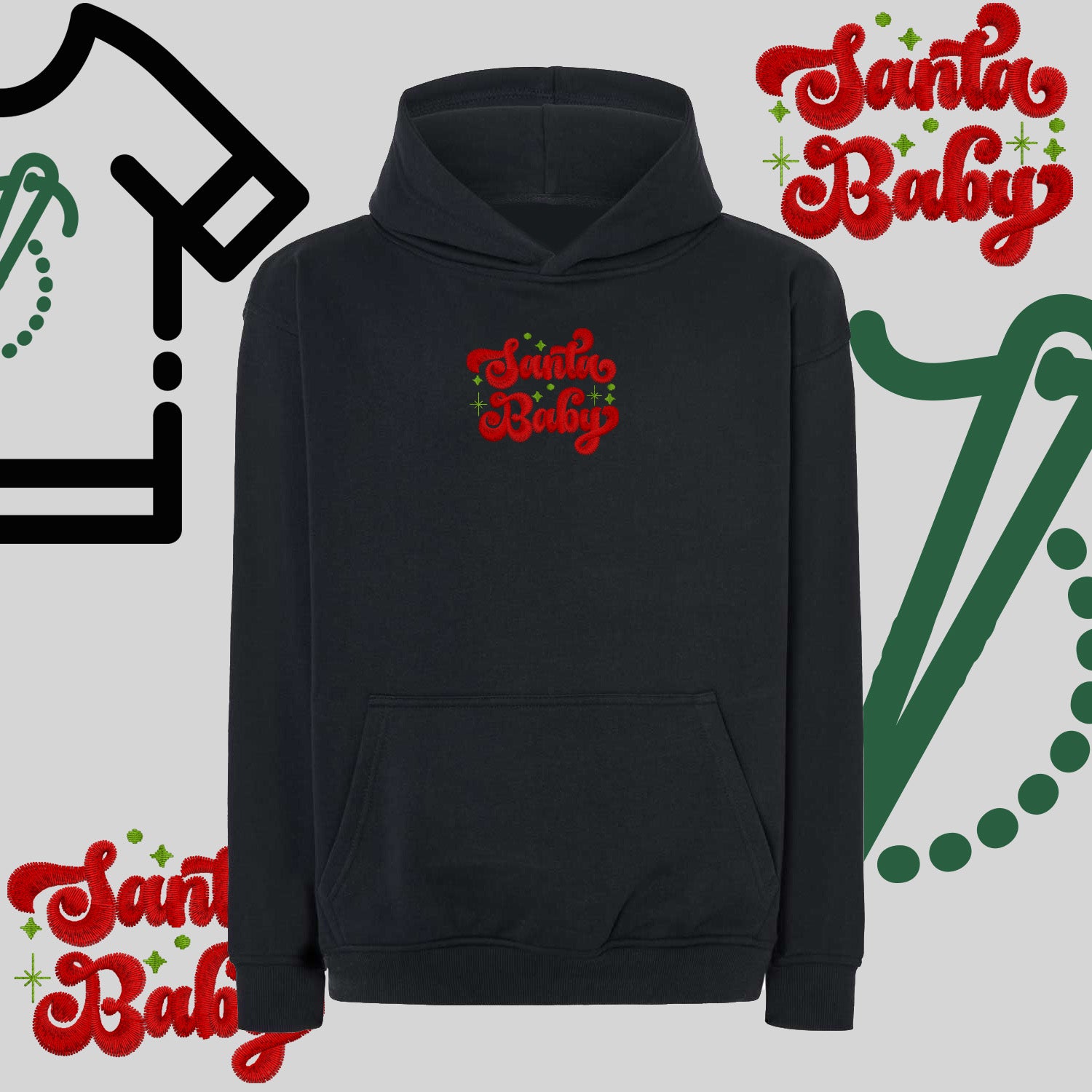 Bluza oversize z kapturem  "Santa Baby" – haft komputerowy, styl z pozytywnym przekazem