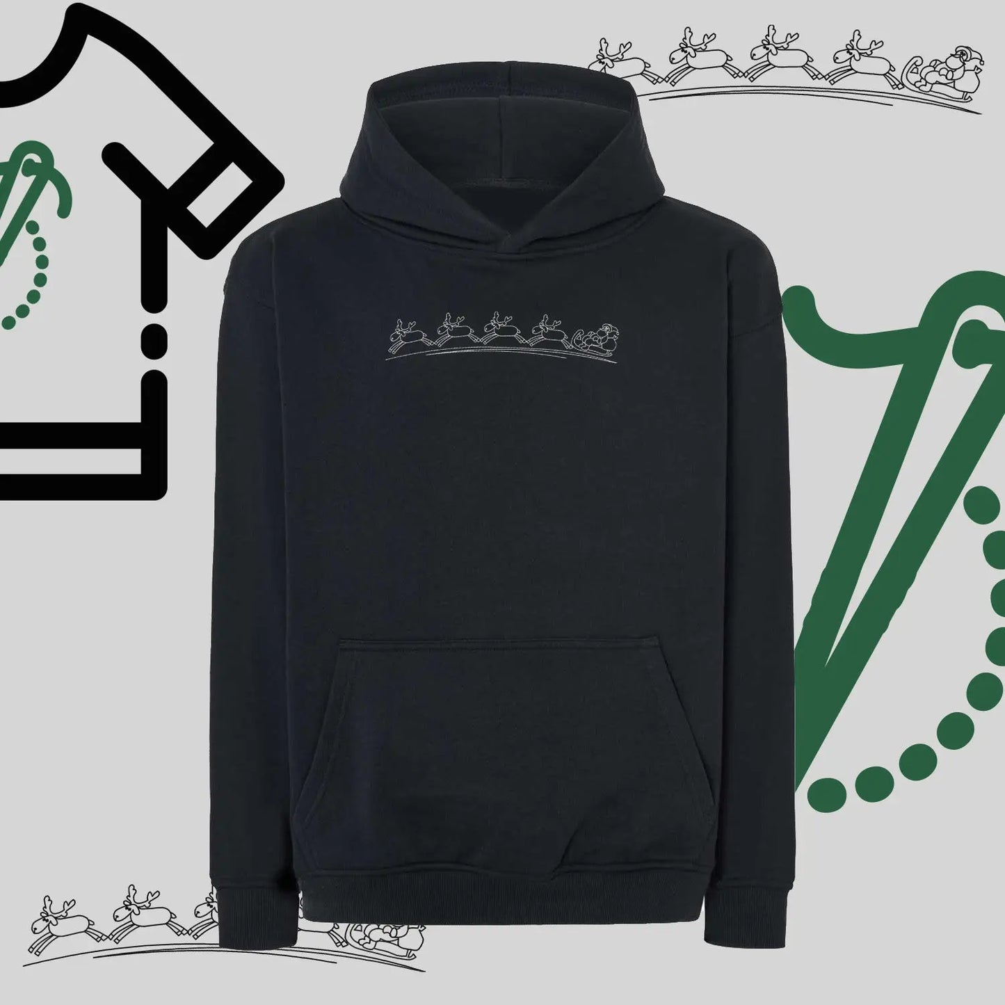 Bluza oversize z kapturem  "Zaprzęg Świąteczny" – haft komputerowy, styl z pozytywnym przekazem Haft z radości