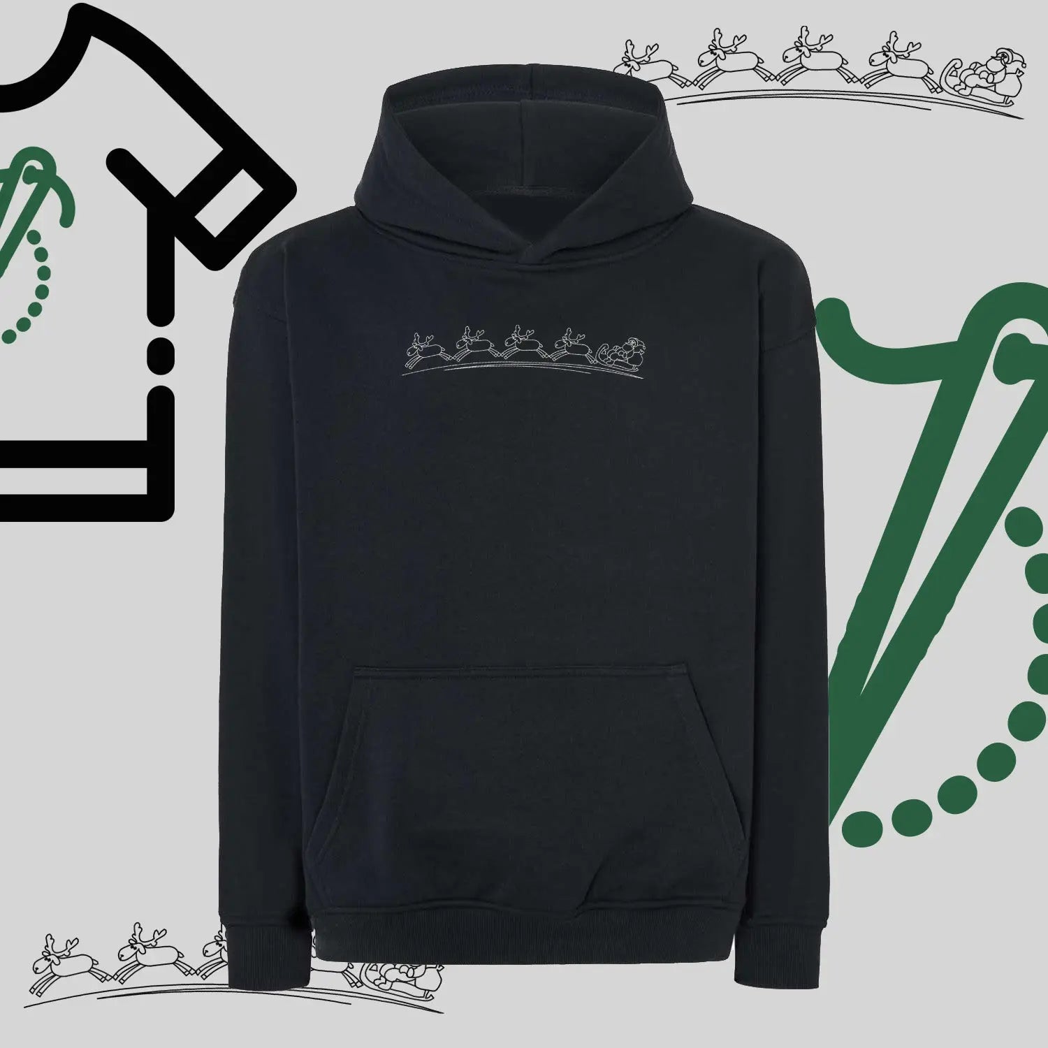 Bluza oversize z kapturem  "Zaprzęg Świąteczny" – haft komputerowy, styl z pozytywnym przekazem Haft z radości