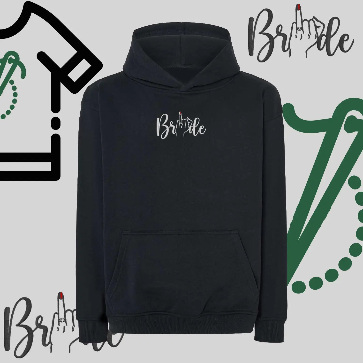 Bluza oversize z kapturem "Bride" – haft komputerowy, wygodny styl dla przyszłej żony Haft z radości