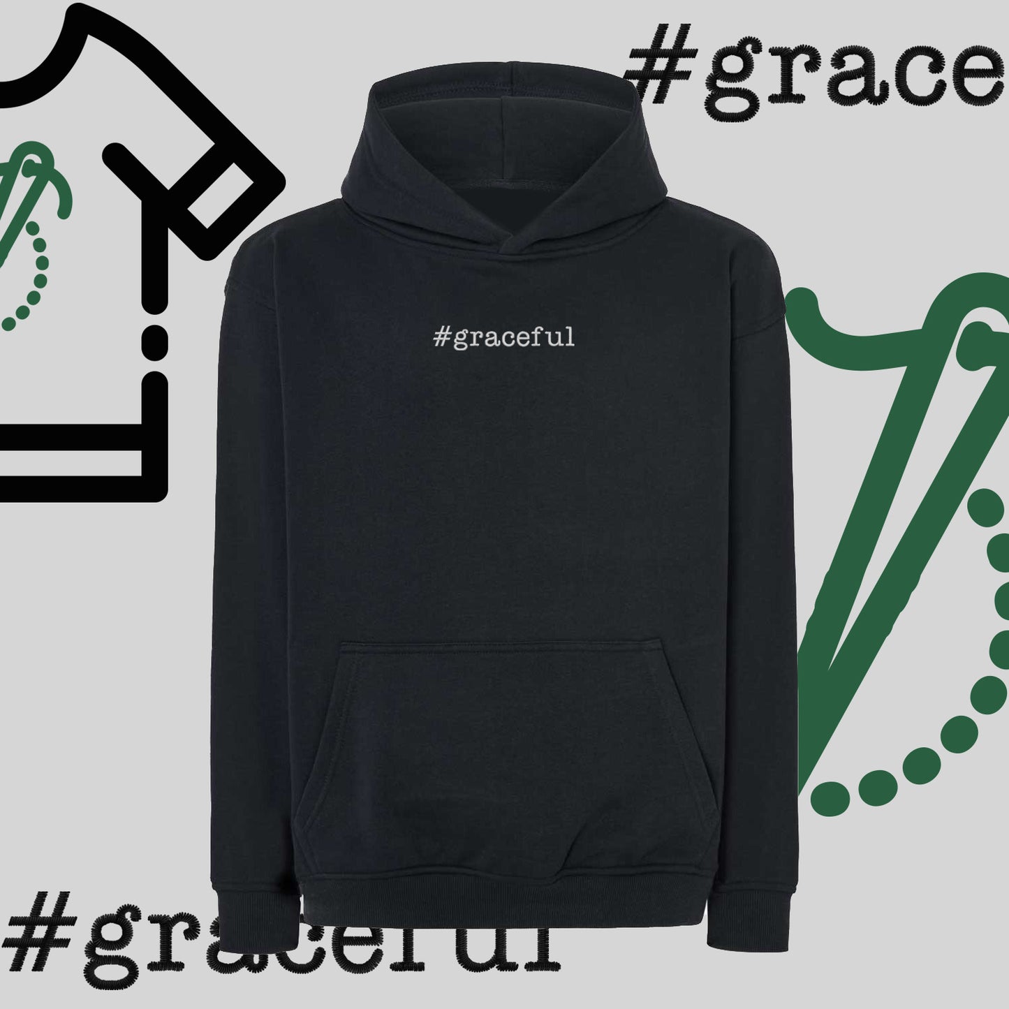Bluza oversize z kapturem "#graceful" – haft komputerowy, elegancja w stylu casual