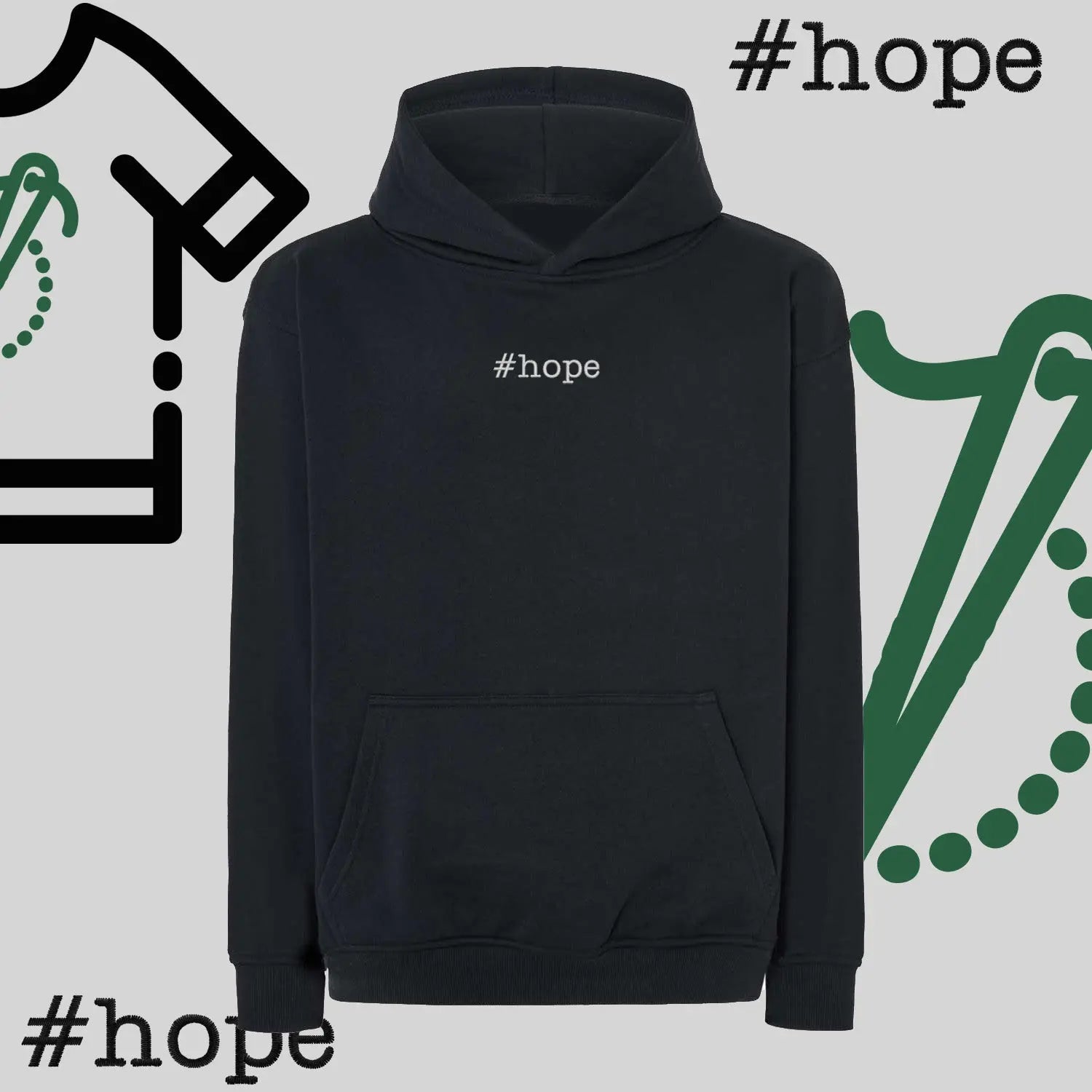 Bluza oversize z kapturem "#hope" – haft komputerowy, inspiracja na co dzień Haft z radości