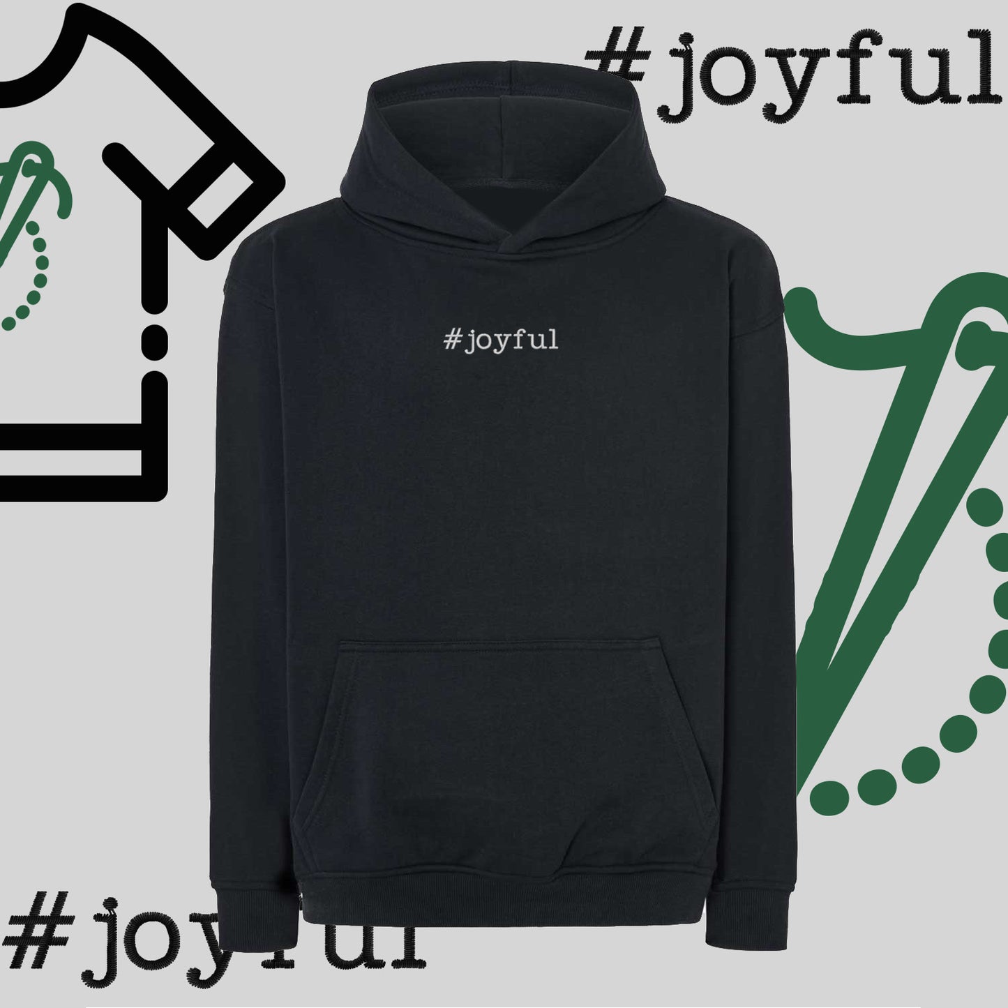 Bluza oversize z kapturem "#joyful" – haft komputerowy, styl pełen radości