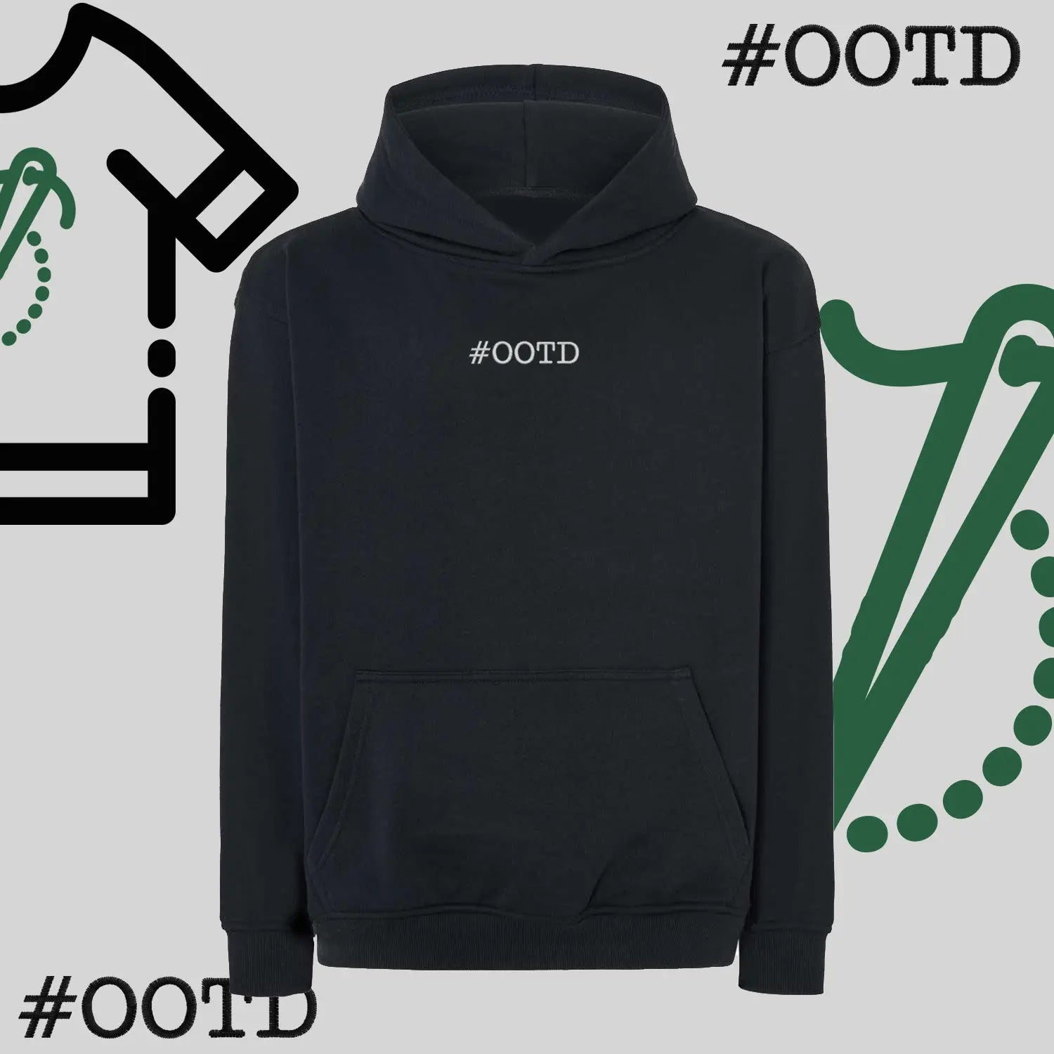 Bluza oversize z kapturem "OOTD" – haft komputerowy, modna na co dzień Haft z radości