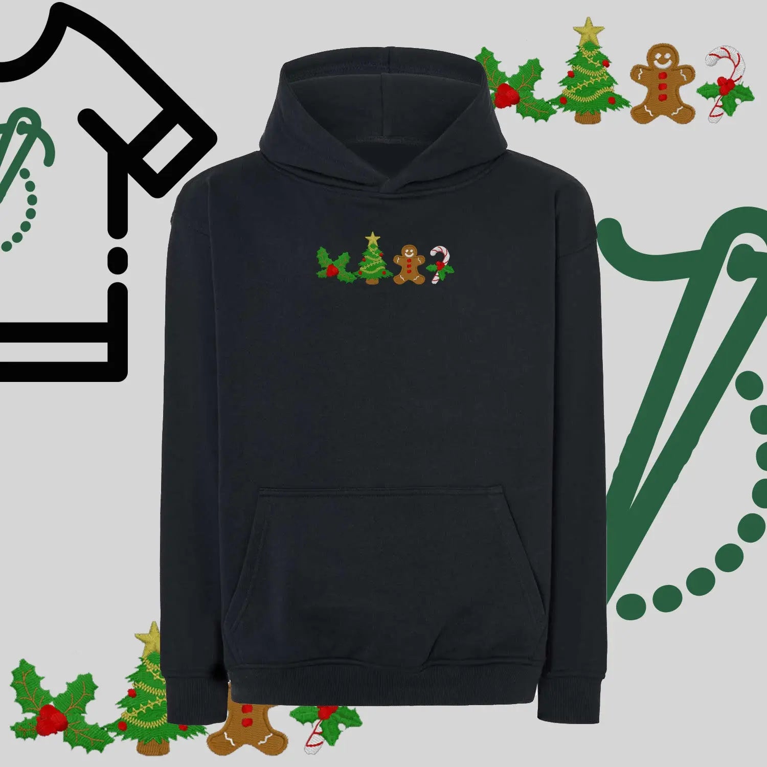 Bluza oversize z kapturem  "Ikony Świąteczne" – haft komputerowy, styl z pozytywnym przekazem Haft z radości