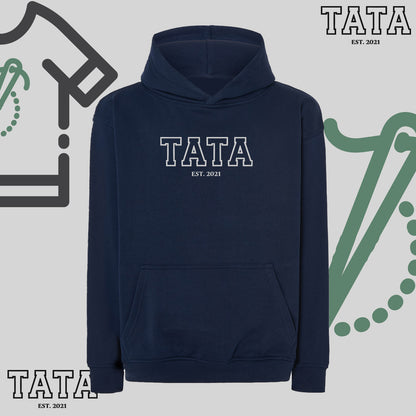 Bluza oversize z kapturem "TATA" kontur+EST, idealny prezent na dzień Dziadka