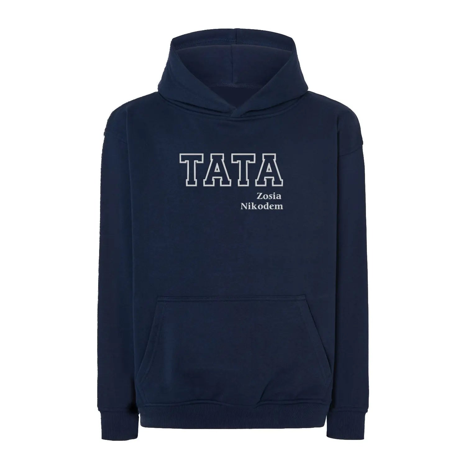 Bluza oversize z kapturem "TATA" kontur+imiona dzieci, idealny prezent na dzień Taty Haft z radości