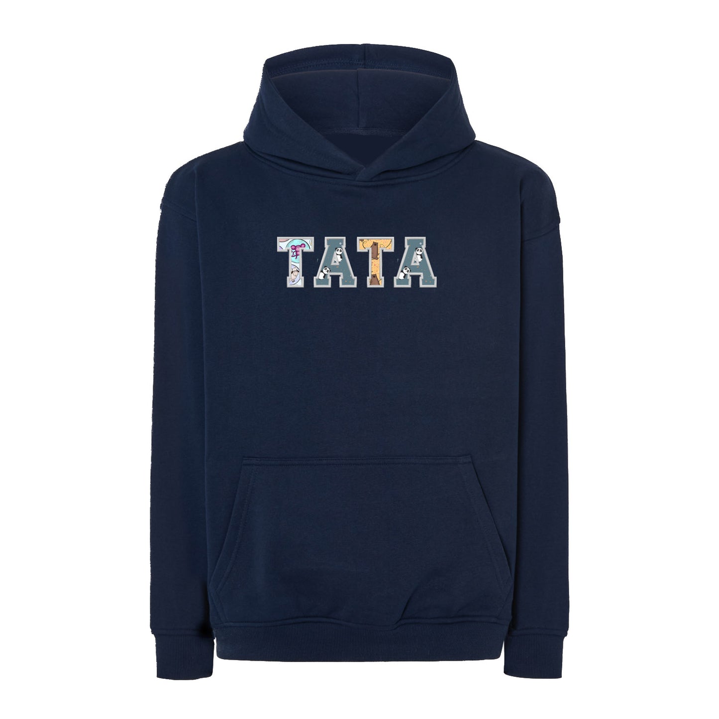 Bluza oversize z kapturem "TATA" Patchwork, idealny prezent na dzień Taty