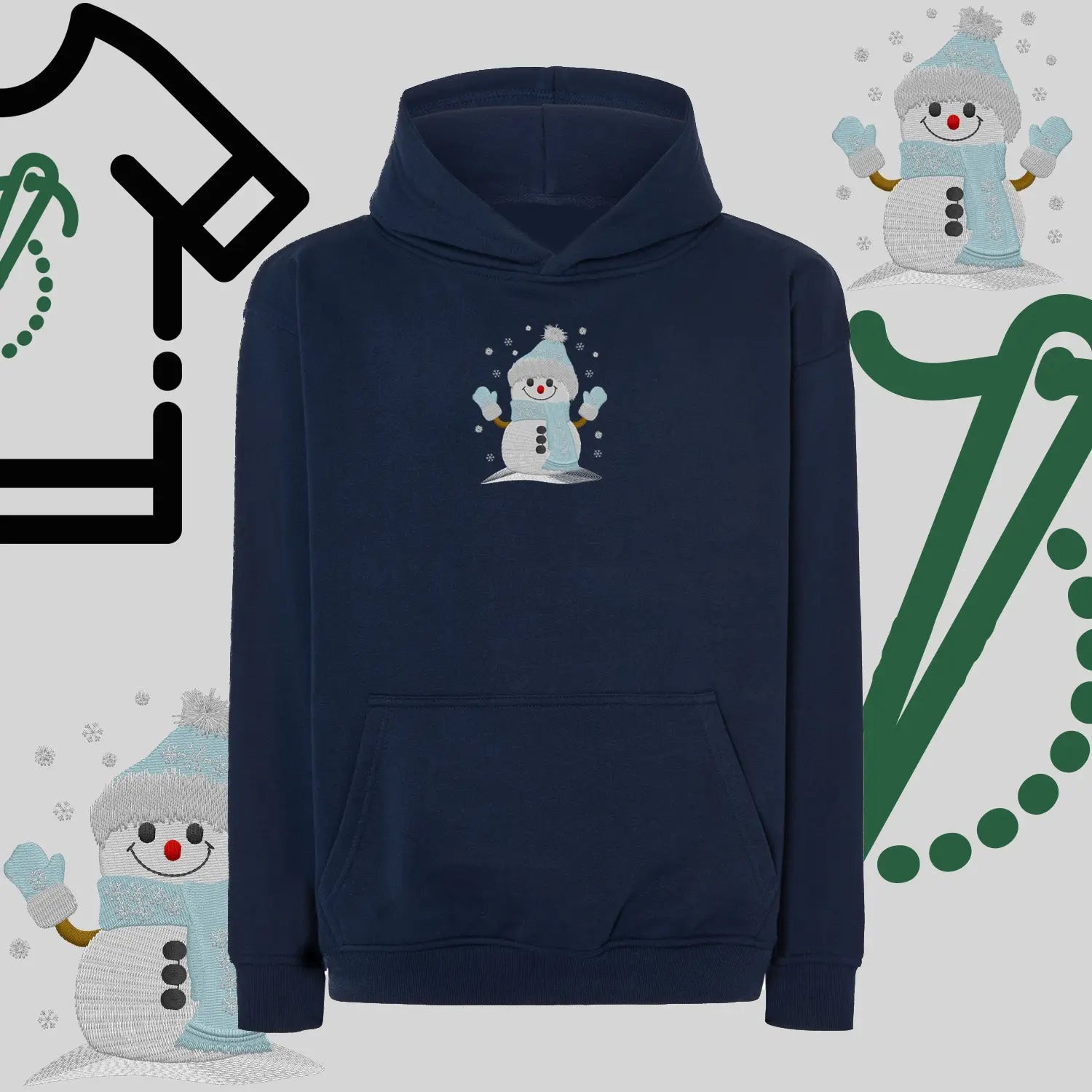 Bluza oversize z kapturem  "Bałwanek" – haft komputerowy, styl z pozytywnym przekazem Haft z radości