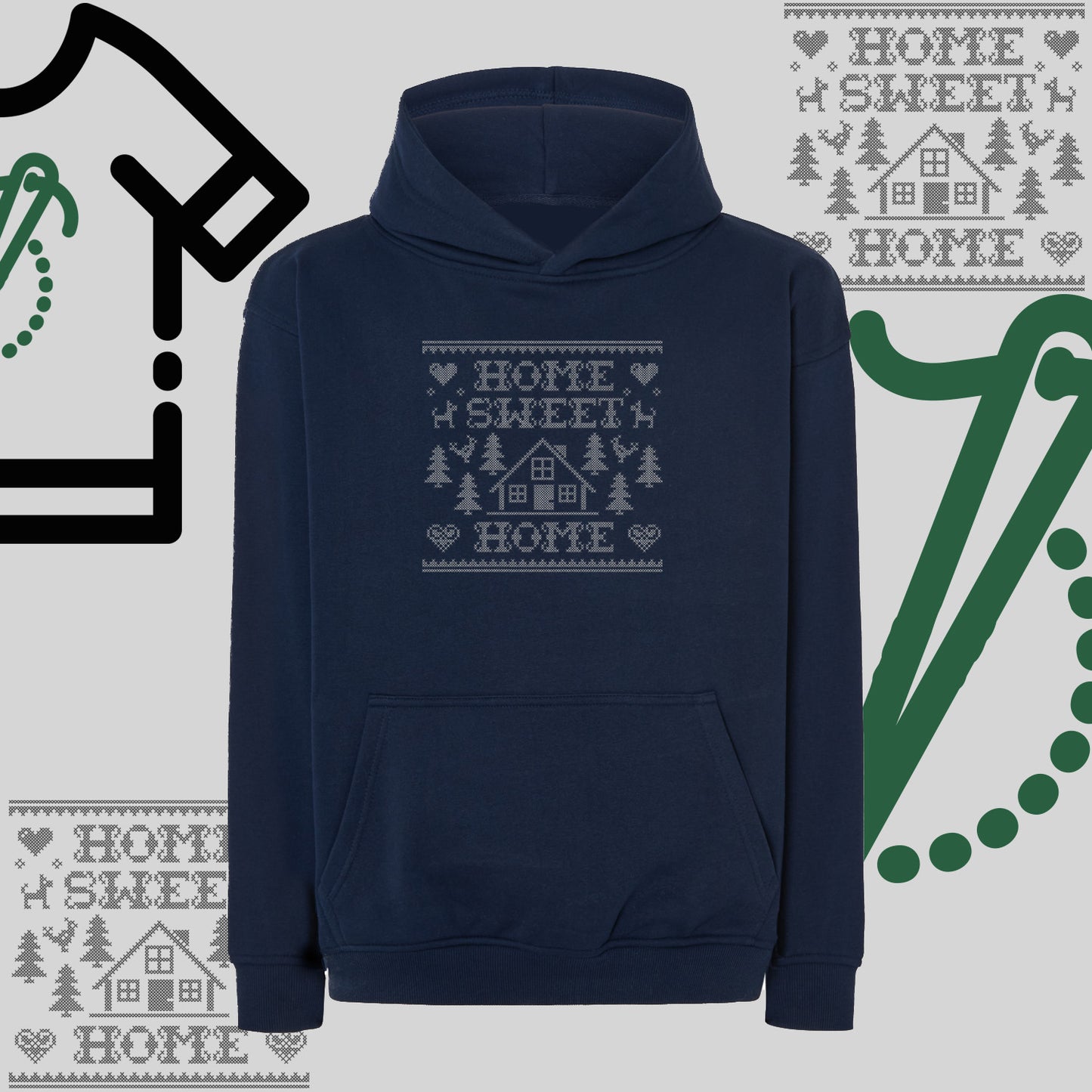 Bluza oversize z kapturem  "Home Sweet Home" – haft komputerowy, styl z pozytywnym przekazem