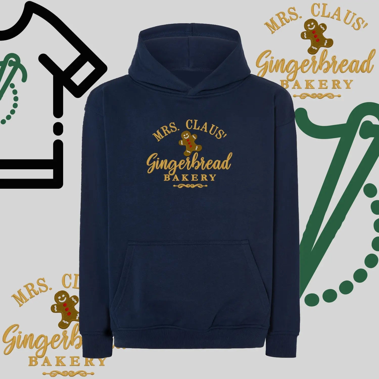 Bluza oversize z kapturem  "Gingerbread" – haft komputerowy, styl z pozytywnym przekazem Haft z radości