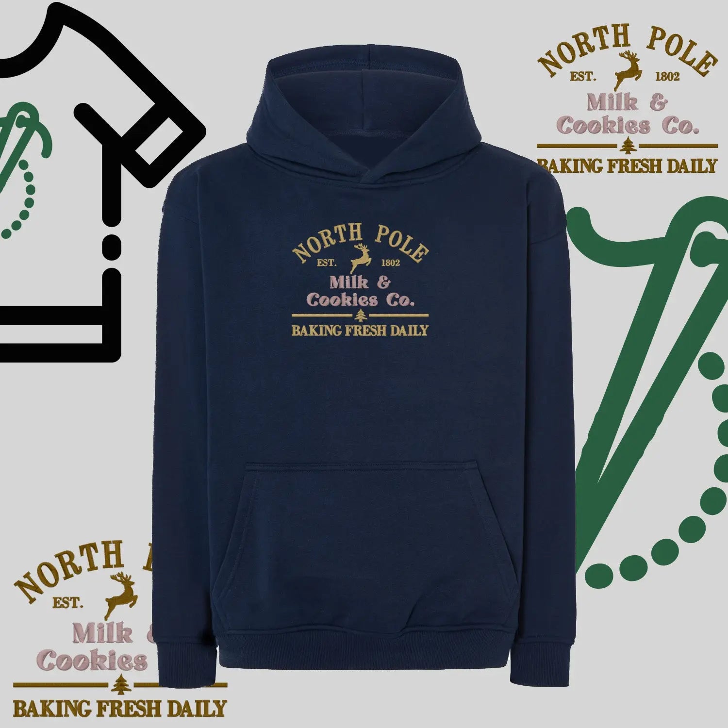 Bluza oversize z kapturem  "Northe Pole" – haft komputerowy, styl z pozytywnym przekazem Haft z radości