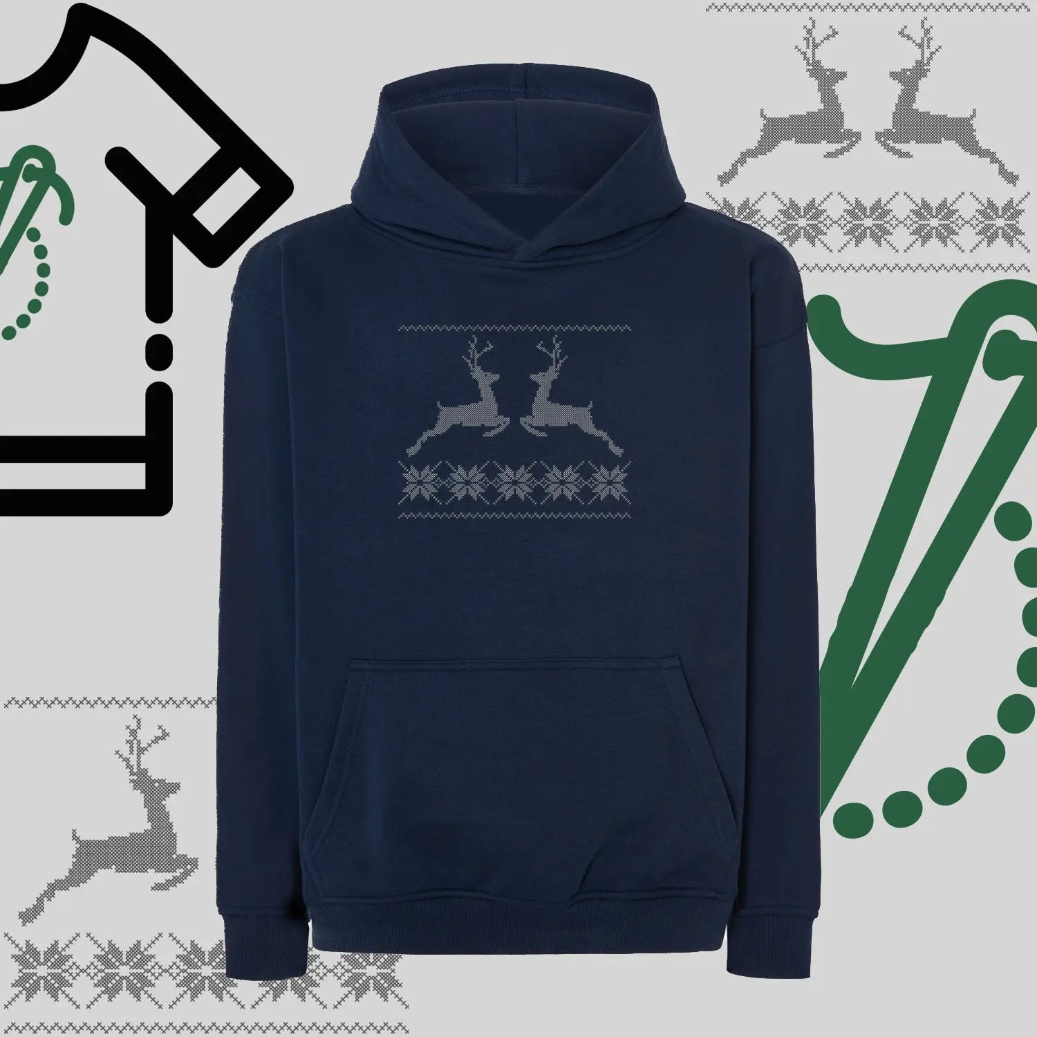 Bluza oversize z kapturem  "Renifer Christmas" – haft komputerowy, styl z pozytywnym przekazem Haft z radości