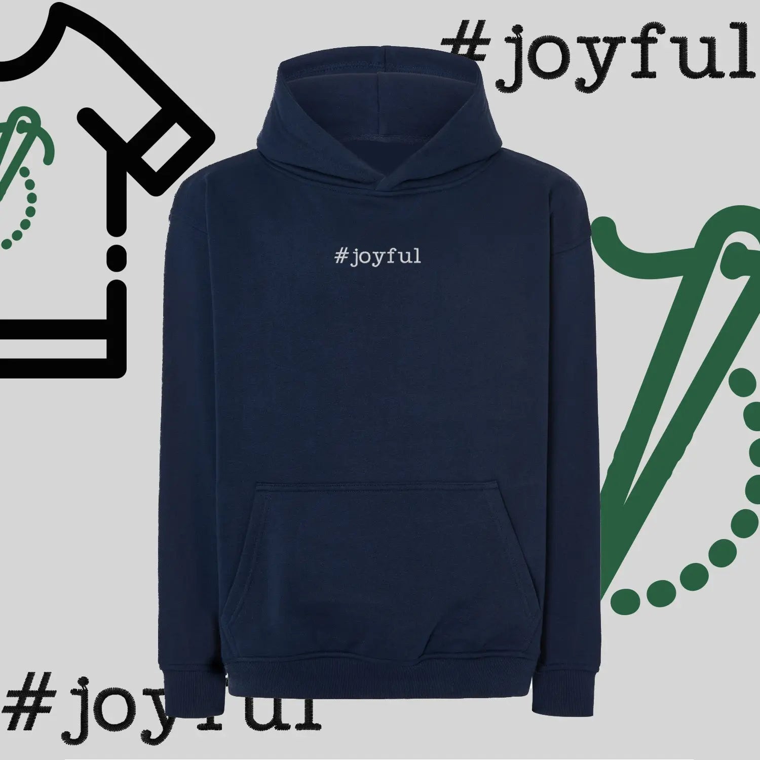 Bluza oversize z kapturem "#joyful" – haft komputerowy, styl pełen radości Haft z radości