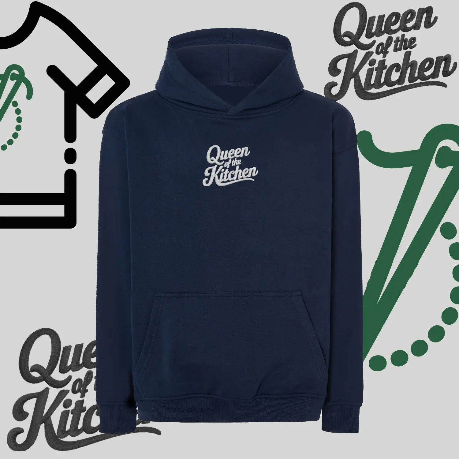 Bluza oversize z kapturem "Królowa Kuchni" – haft komputerowy, styl dla pasjonatek gotowania Haft z radości