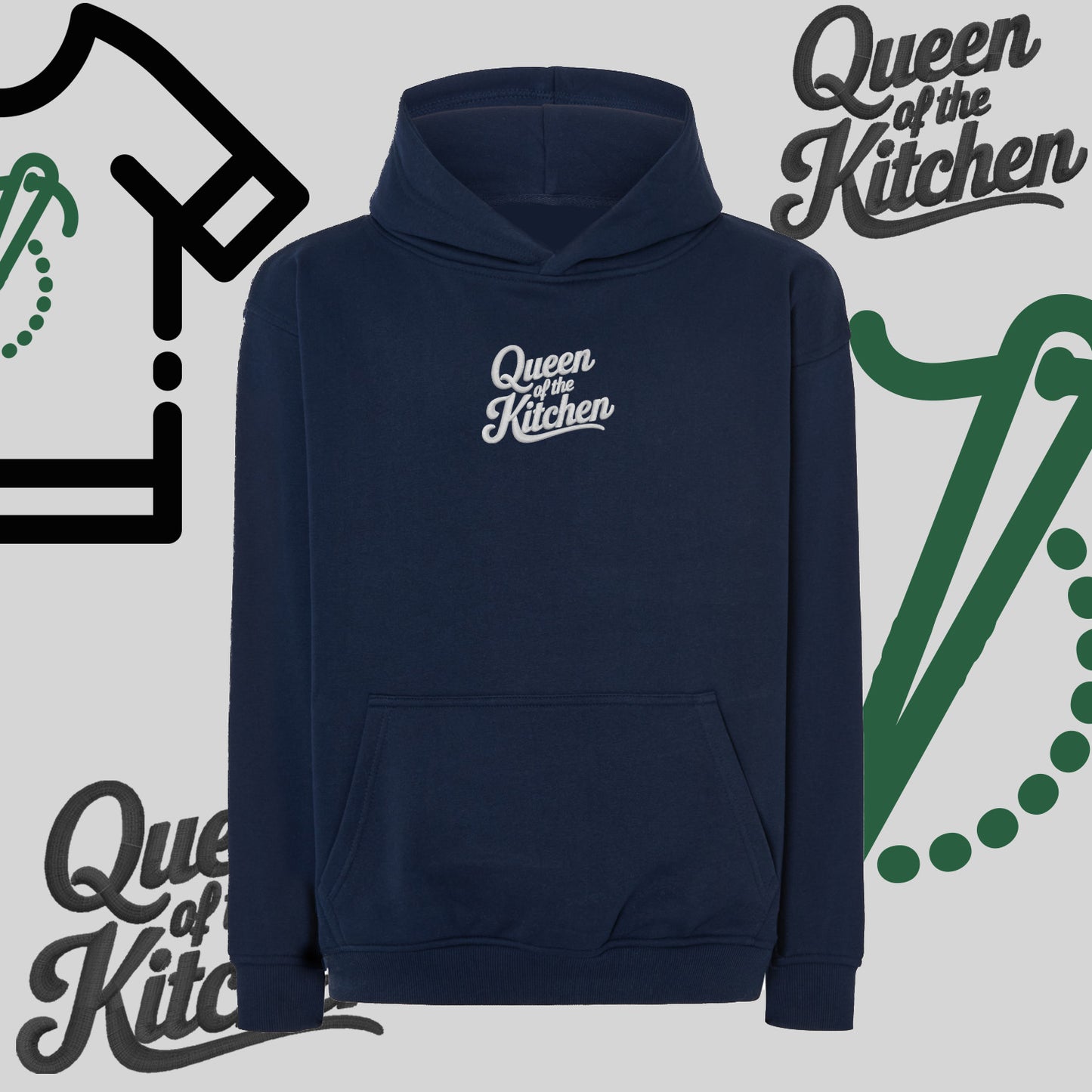 Bluza oversize z kapturem "Królowa Kuchni" – haft komputerowy, styl dla pasjonatek gotowania