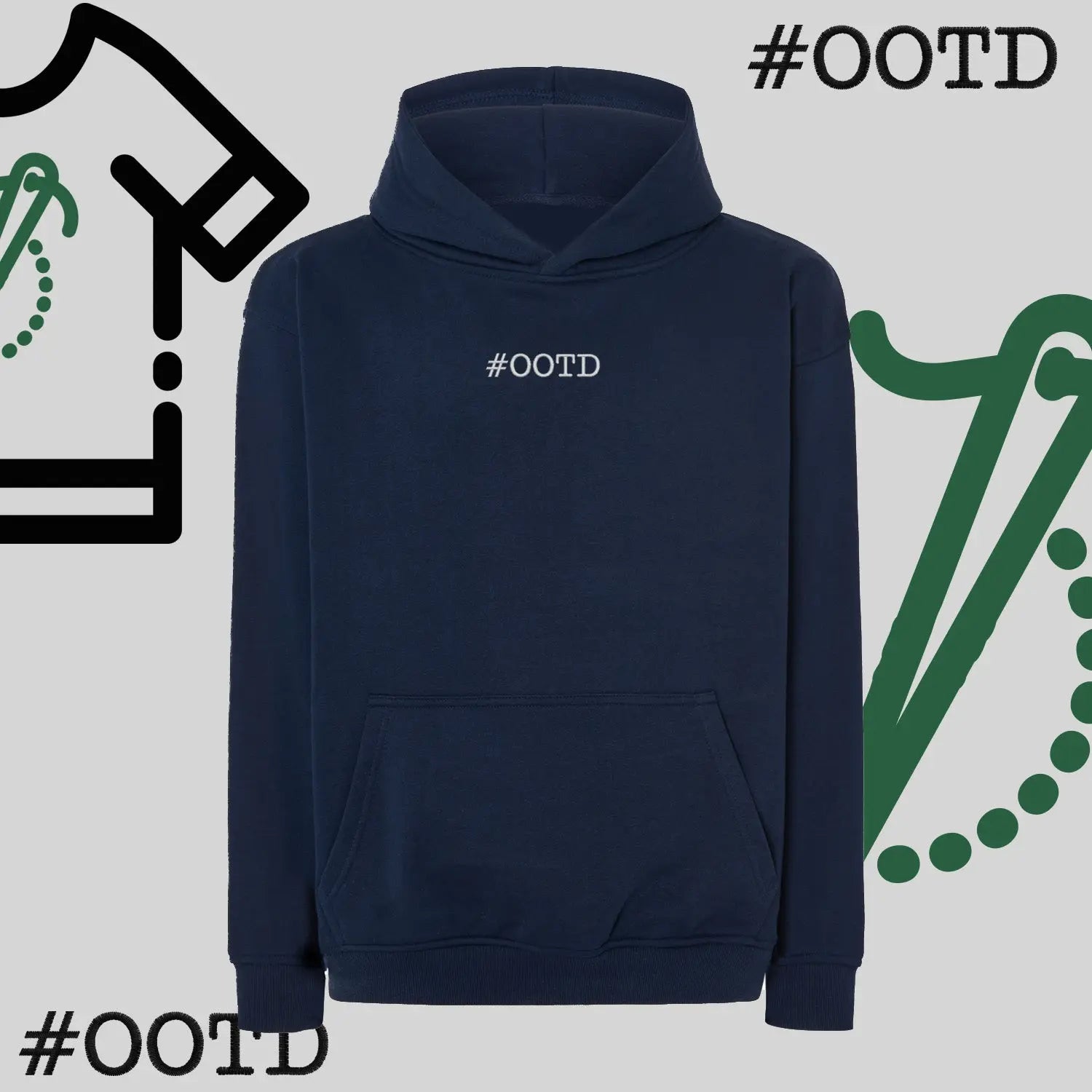 Bluza oversize z kapturem "OOTD" – haft komputerowy, modna na co dzień Haft z radości
