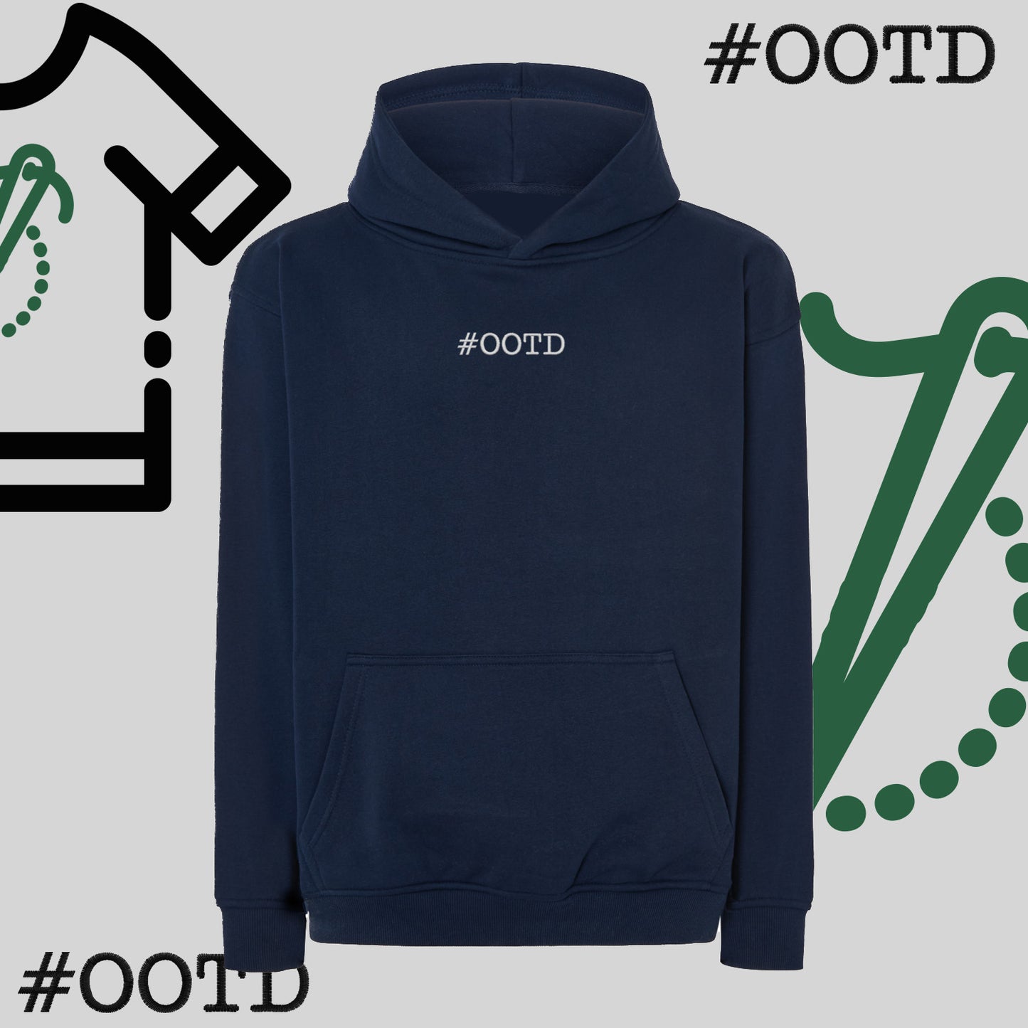 Bluza oversize z kapturem "OOTD" – haft komputerowy, modna na co dzień