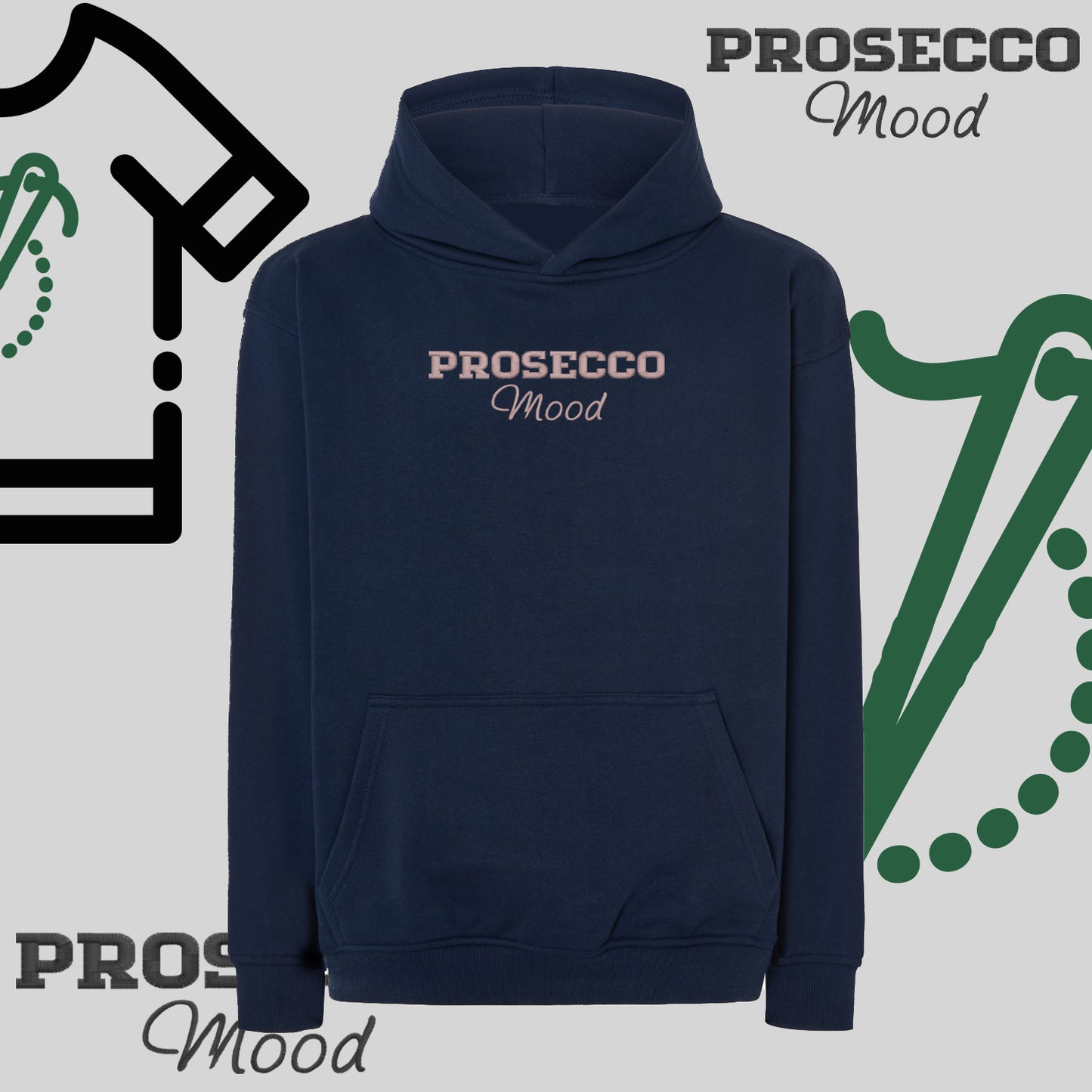 Bluza oversize z kapturem "PROSECCO MOOD" – haft komputerowy, styl na każdą okazję
