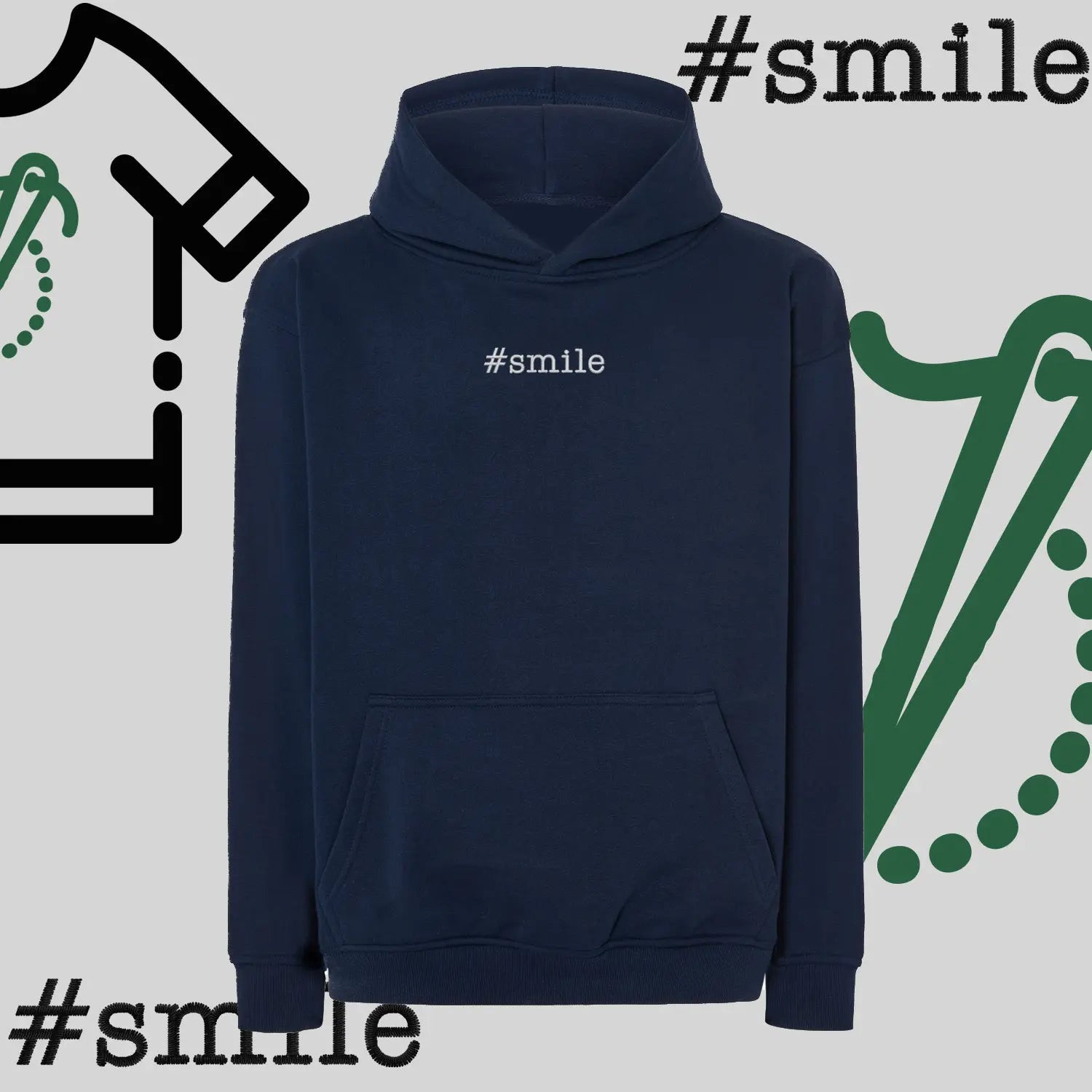 Bluza oversize z kapturem "#SMILE" – haft komputerowy, pozytywny styl na co dzień Haft z radości