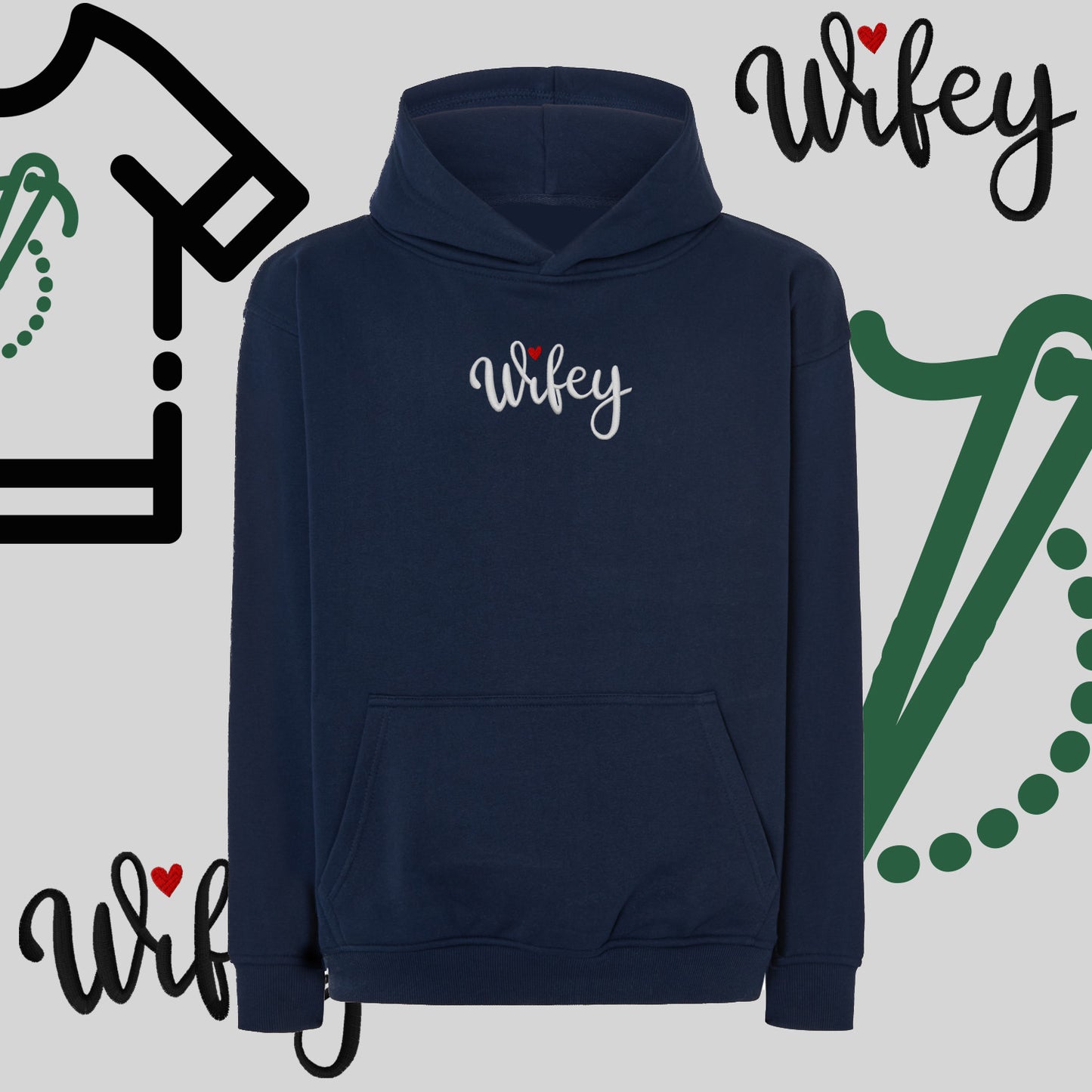 Bluza oversize z kapturem "WIFEY" – haft komputerowy, styl dla żony z humorem