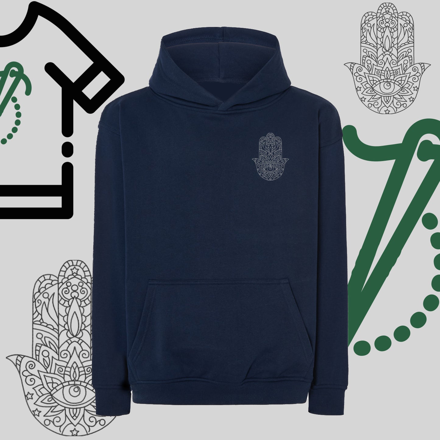 Bluza oversize z kapturem "Hamsa" – haft komputerowy, symbol ochrony i stylu